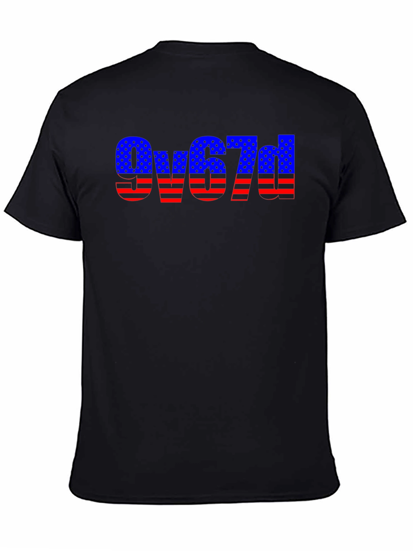 American Flag Style Text Design Black T-Shirt