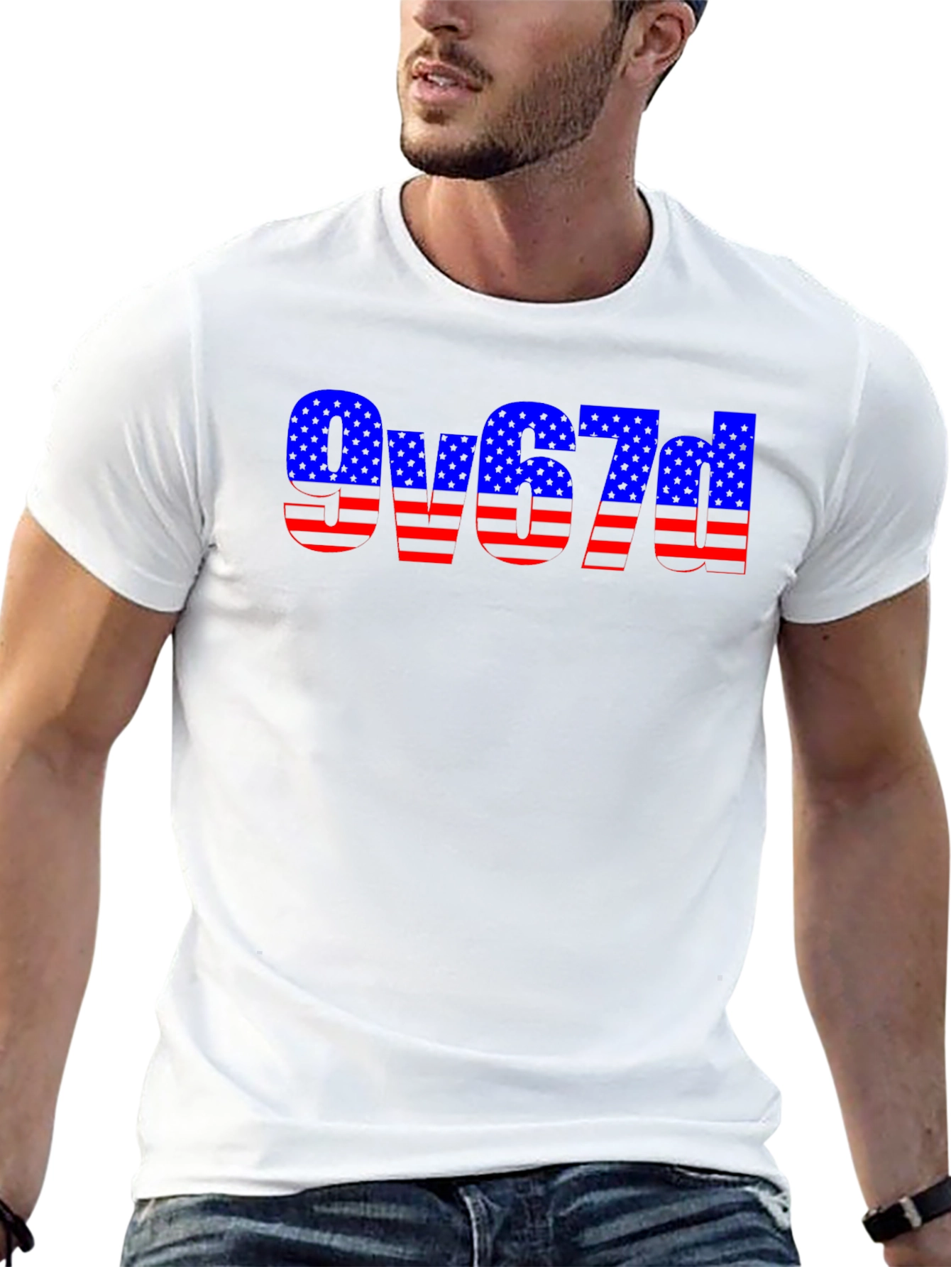 American Flag Style Text Design Black T-Shirt