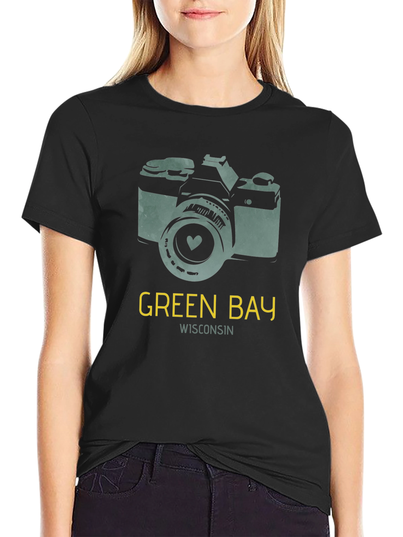 Green Bay Wisconsin Camera Graphic T-Shirt