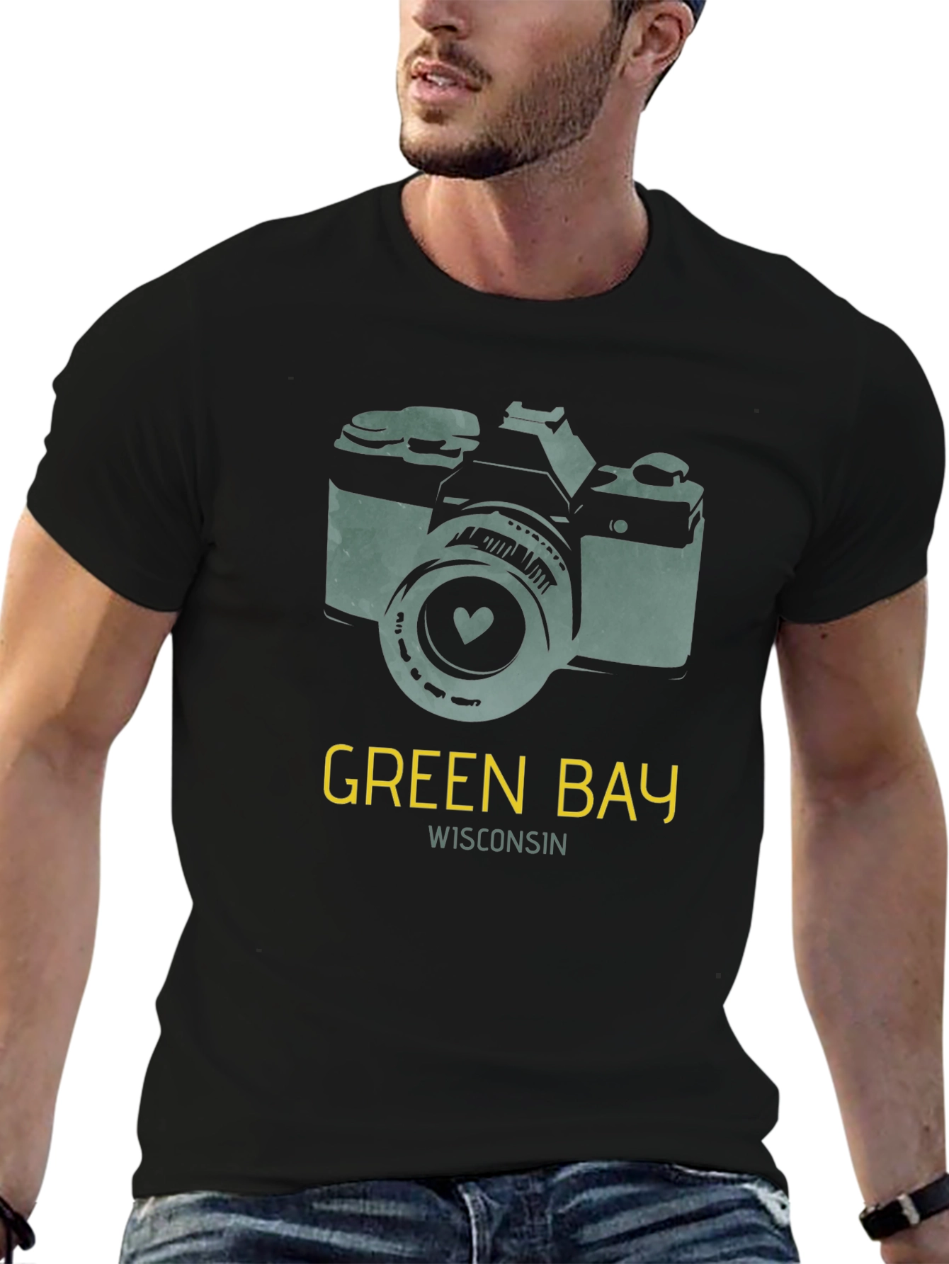 Green Bay Wisconsin Camera Graphic T-Shirt