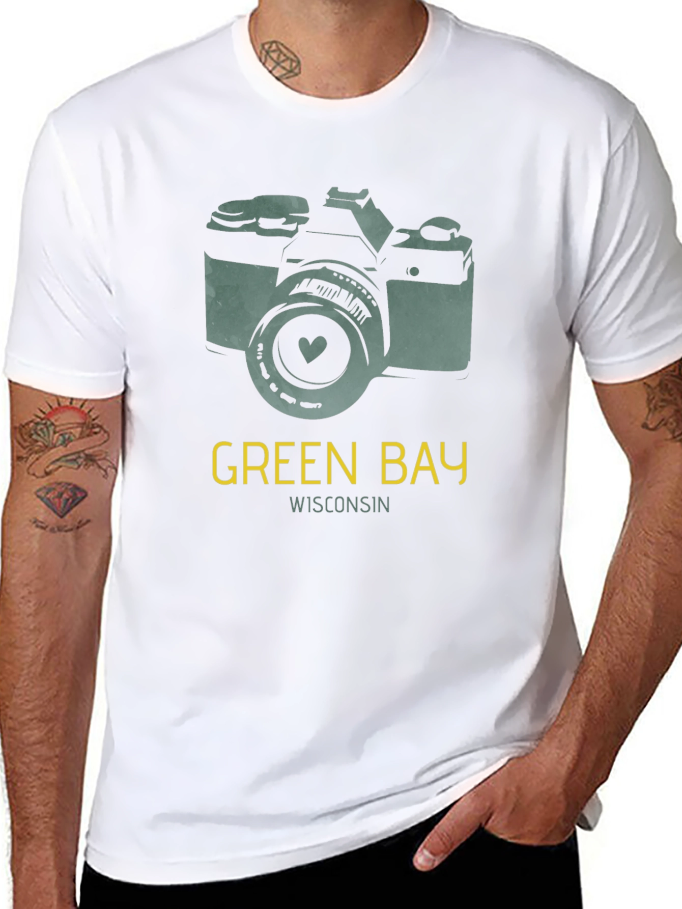 Green Bay Wisconsin Camera Graphic T-Shirt