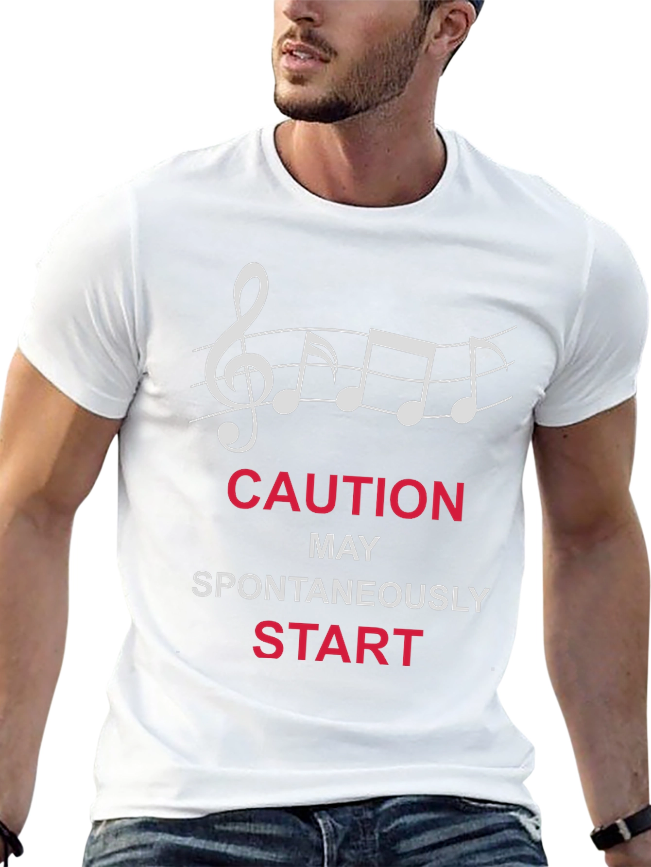 Caution Spontaneous Start Music T-Shirt