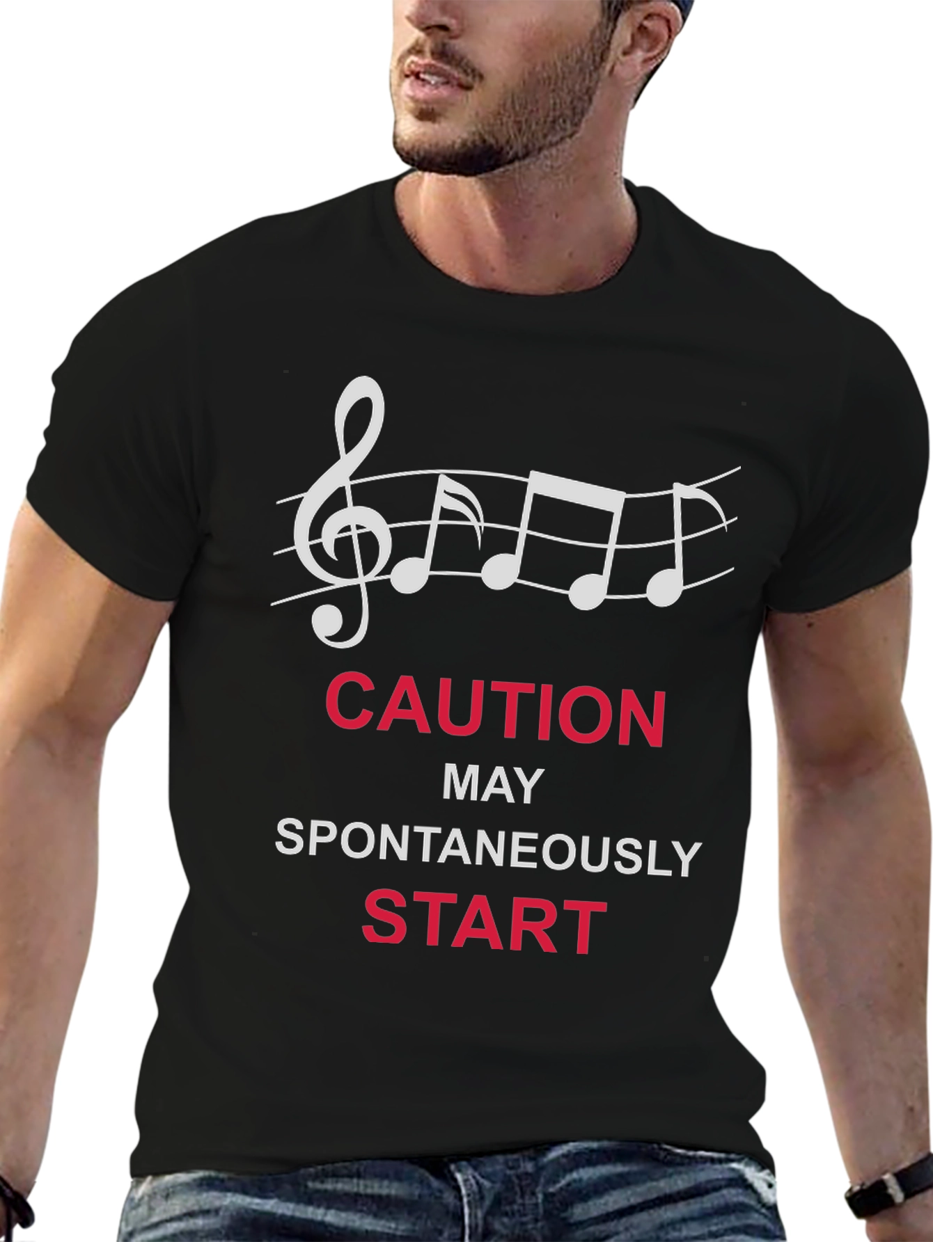 Caution Spontaneous Start Music T-Shirt