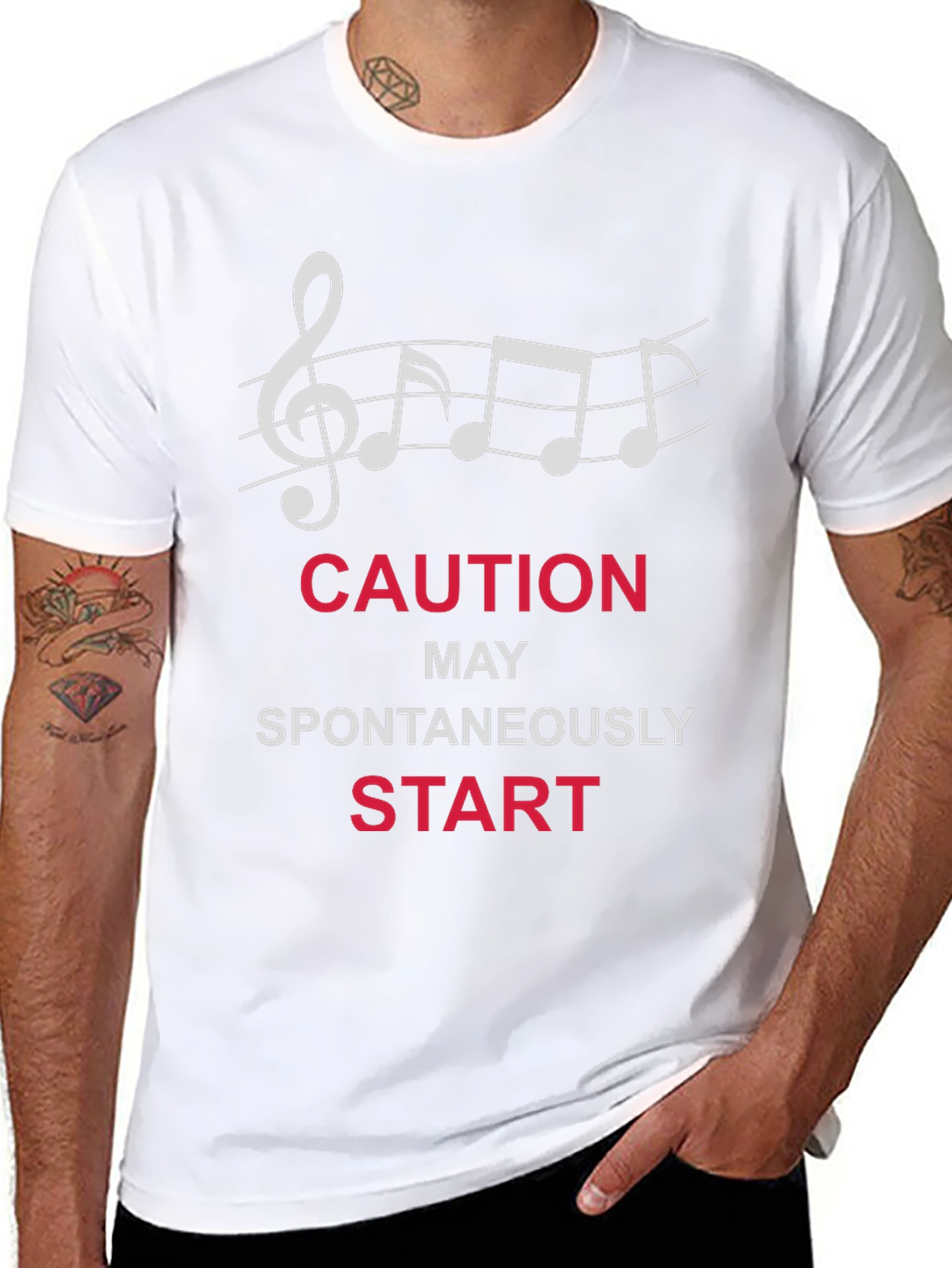 Caution Spontaneous Start Music T-Shirt