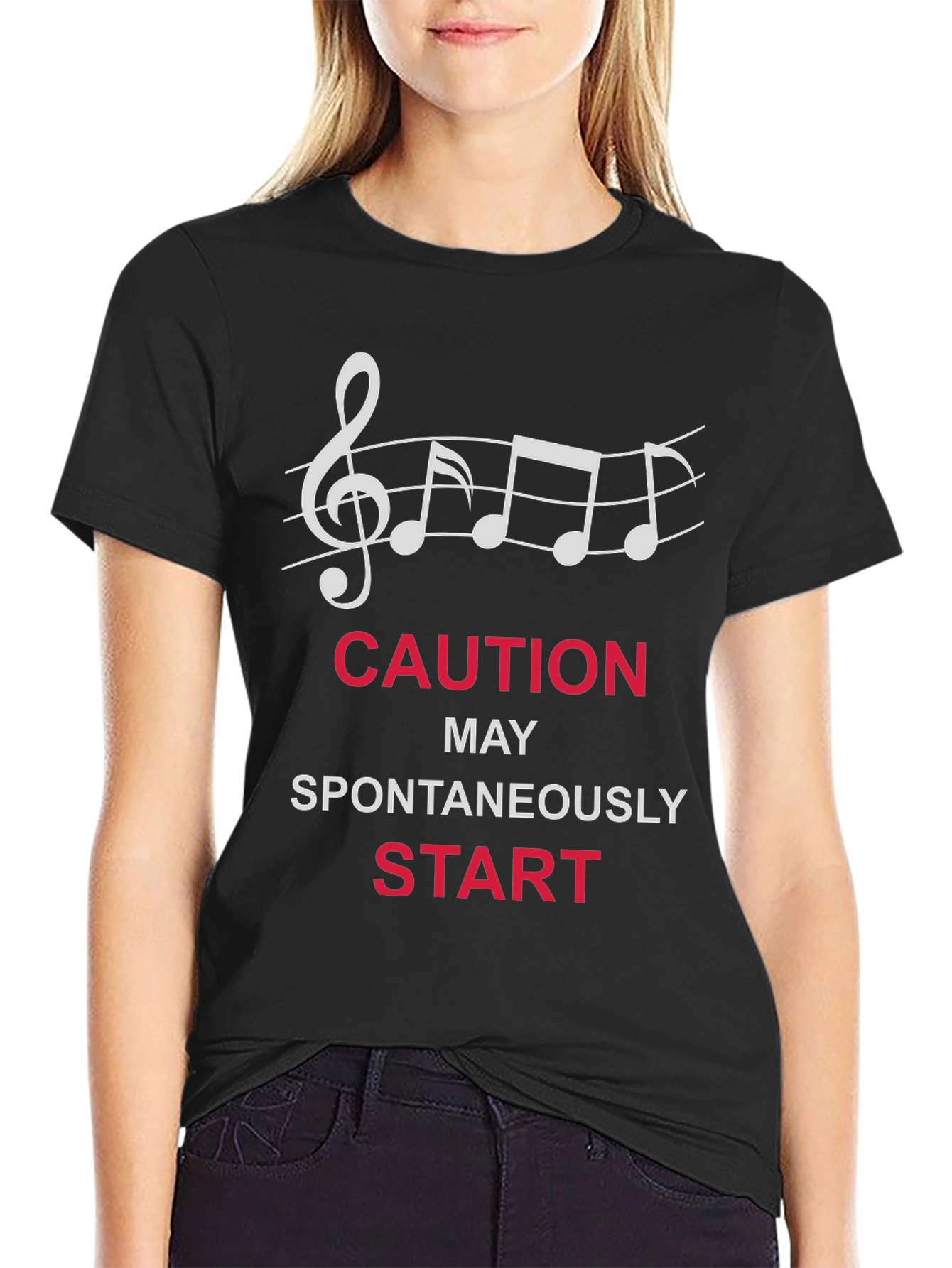 Caution Spontaneous Start Music T-Shirt