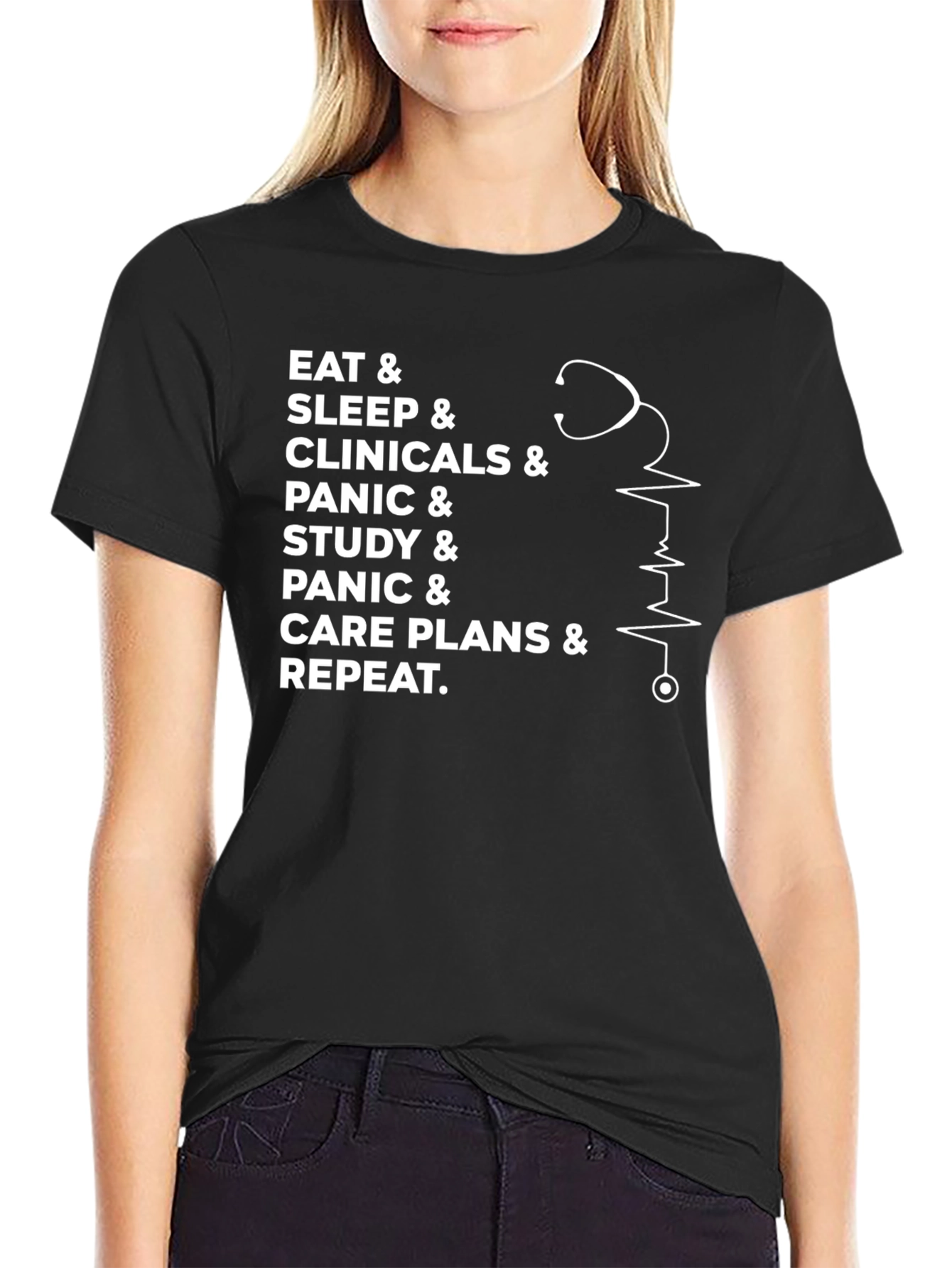Eat Sleep Clinicals Panic Repeat Graphic Tee