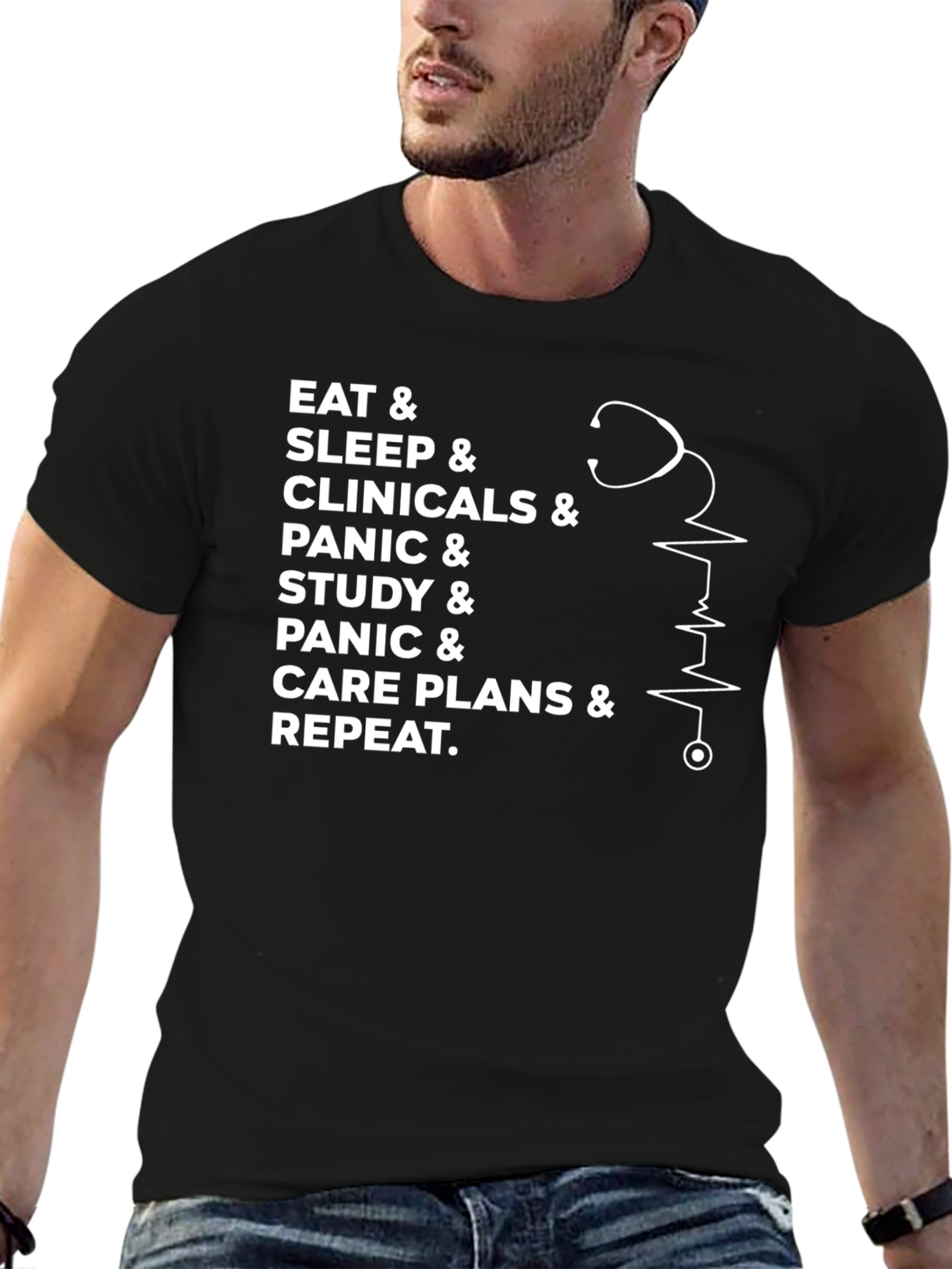 Eat Sleep Clinicals Panic Repeat Graphic Tee