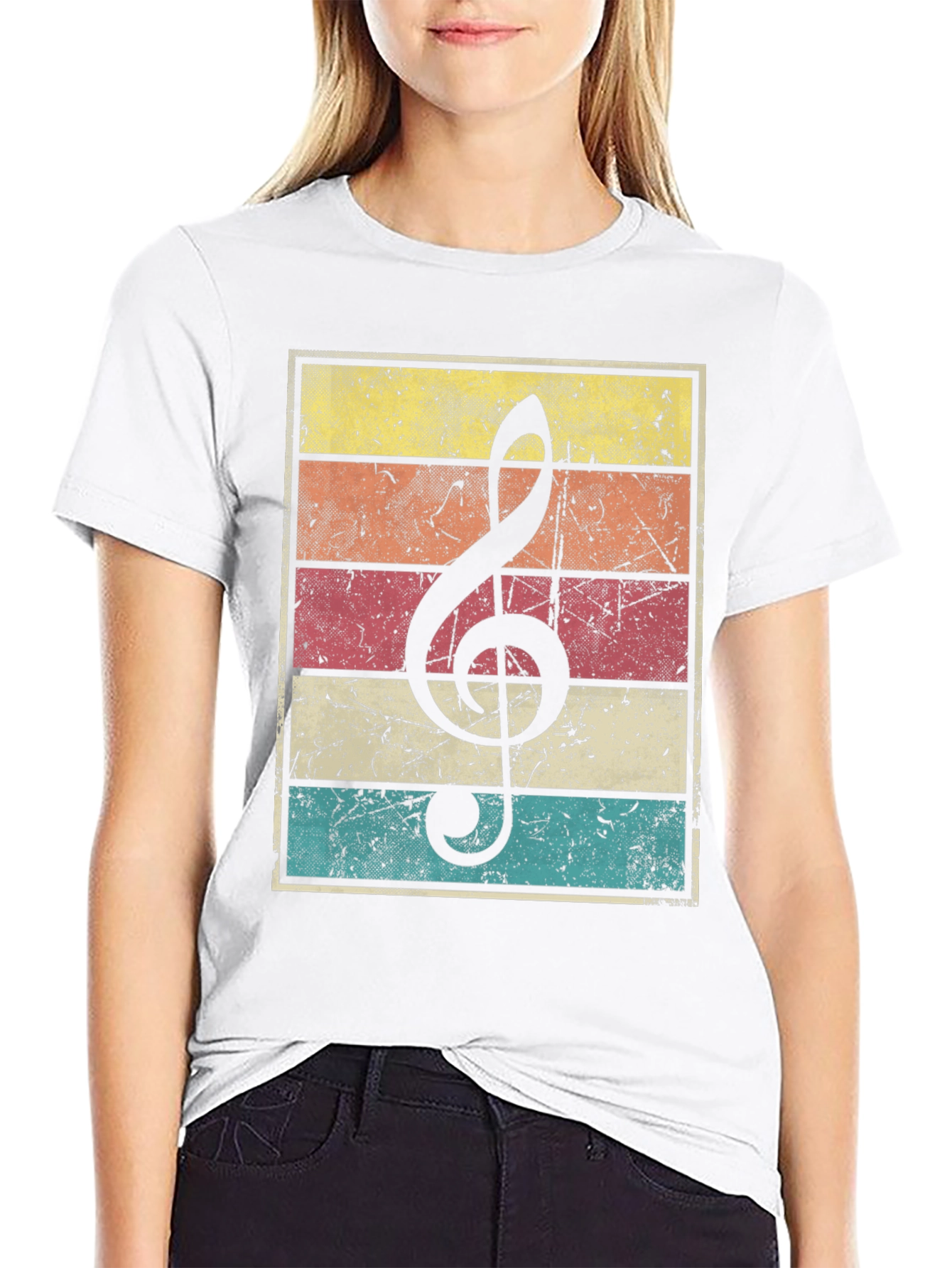 Retro Music Treble Clef Graphic T-Shirt