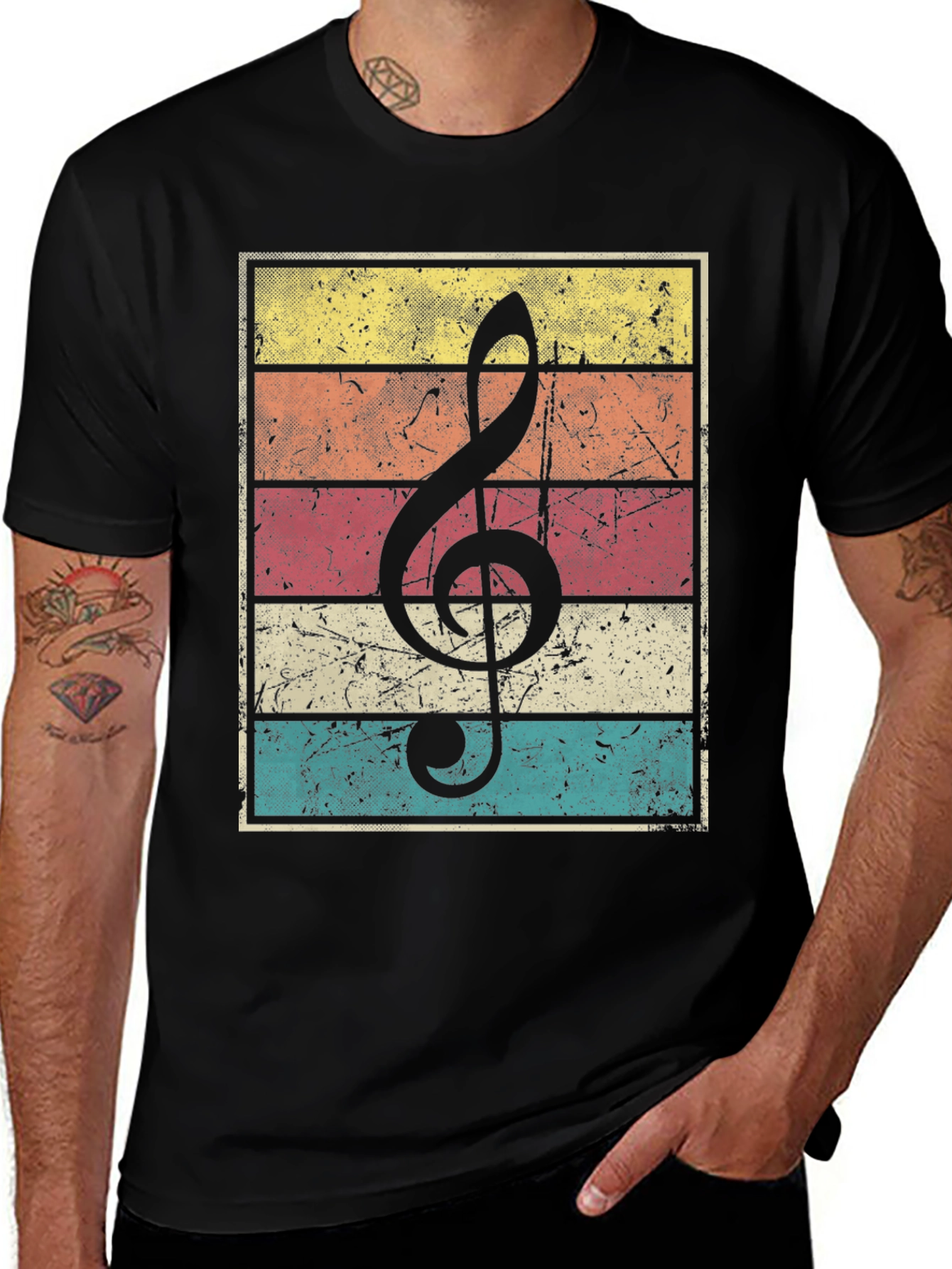 Retro Music Treble Clef Graphic T-Shirt