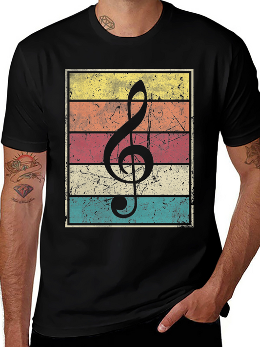 Retro Music Treble Clef Graphic T-Shirt