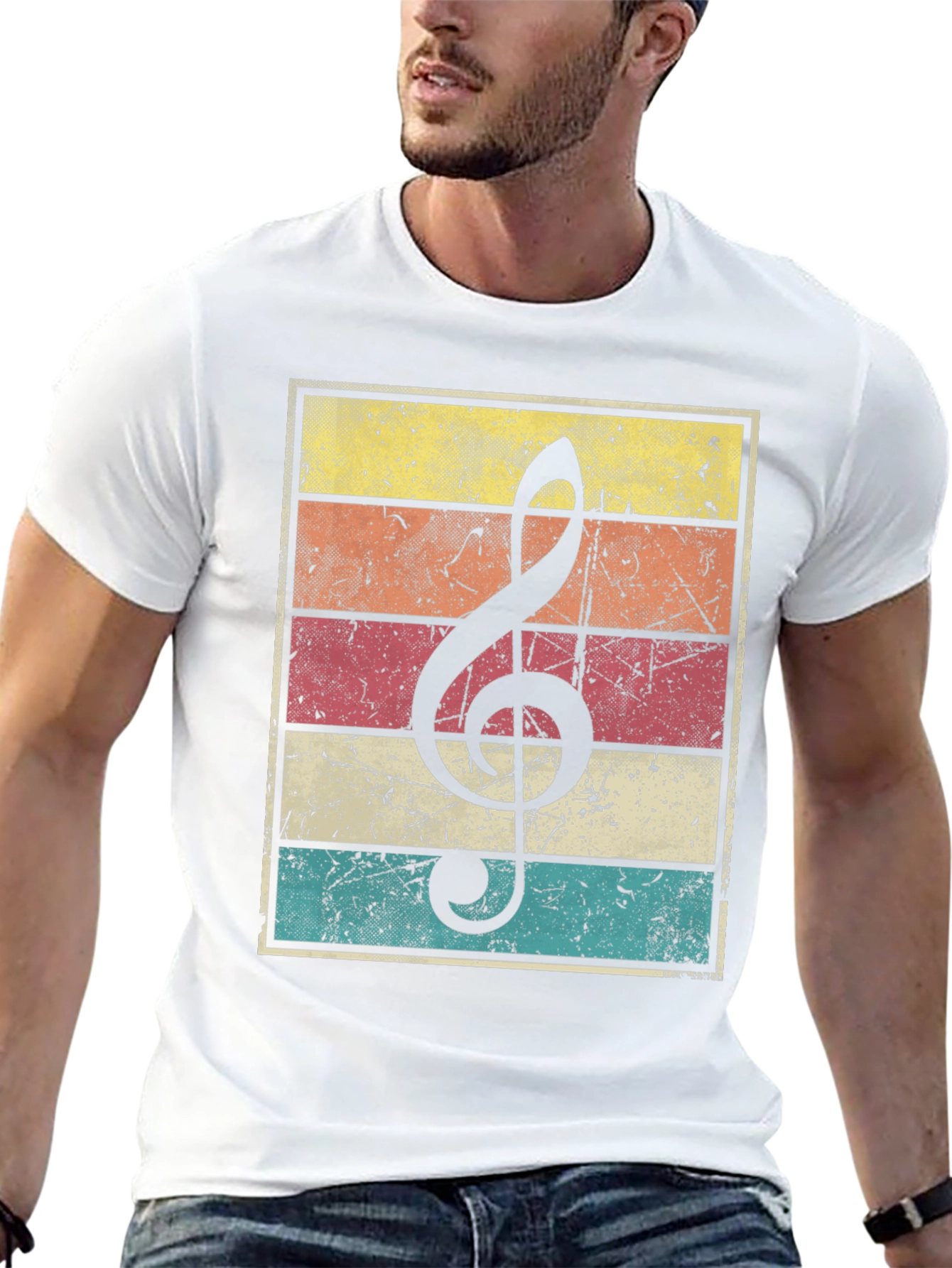 Retro Music Treble Clef Graphic T-Shirt