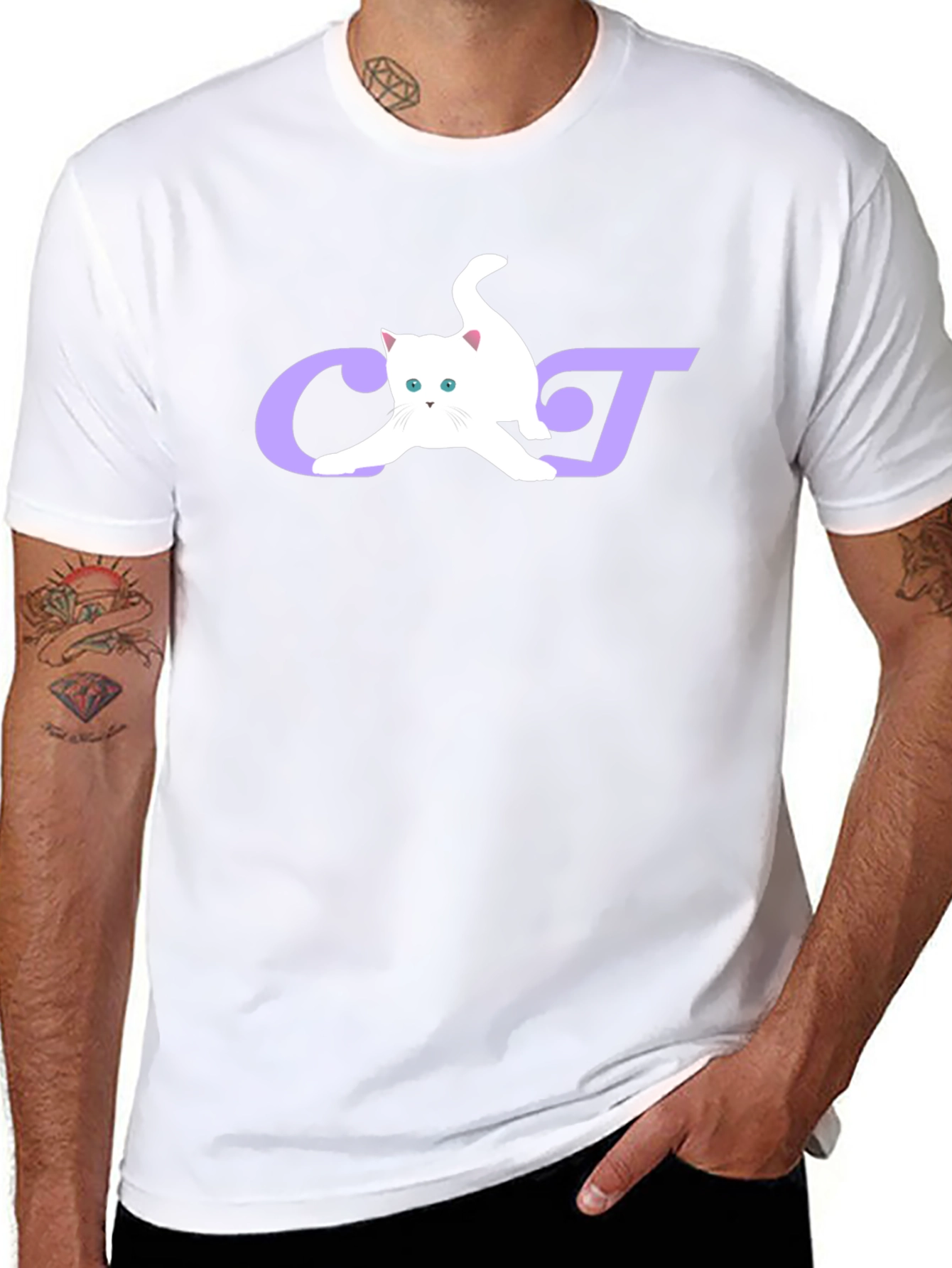 Cat Lover Graphic Tee - Black Cotton Blend