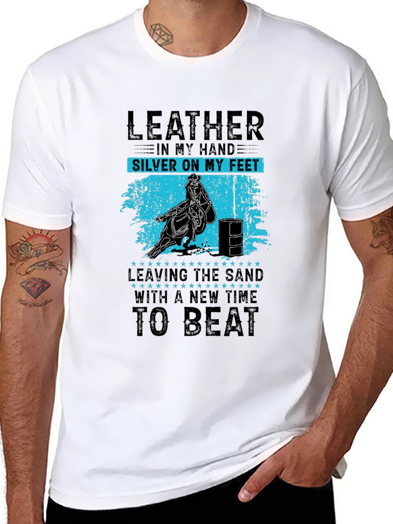 Leather in My Hand T-Shirt - Barrel Racing Tee