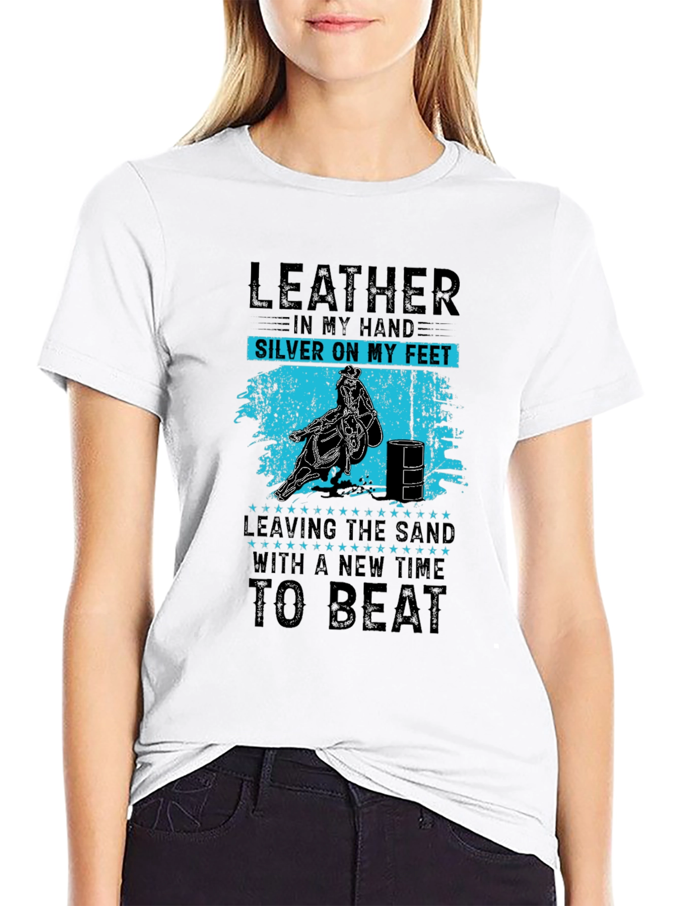 Leather in My Hand T-Shirt - Barrel Racing Tee