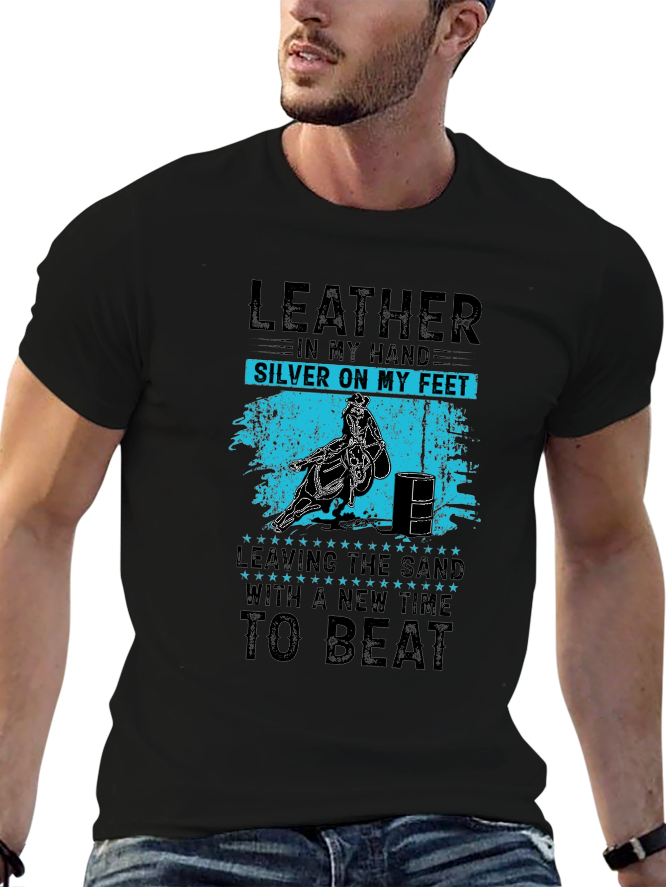 Leather in My Hand T-Shirt - Barrel Racing Tee
