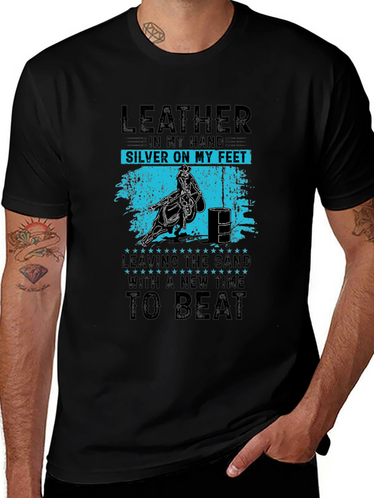 Leather in My Hand T-Shirt - Barrel Racing Tee