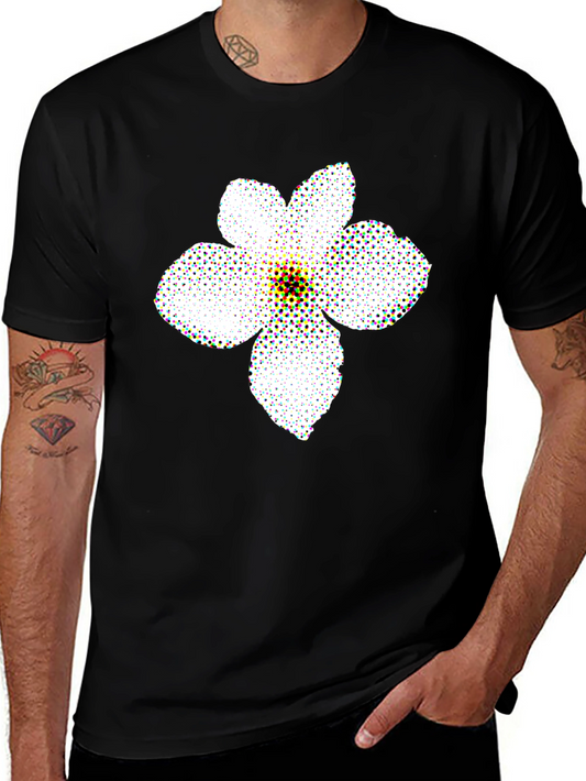 Black T-Shirt with Floral Pattern