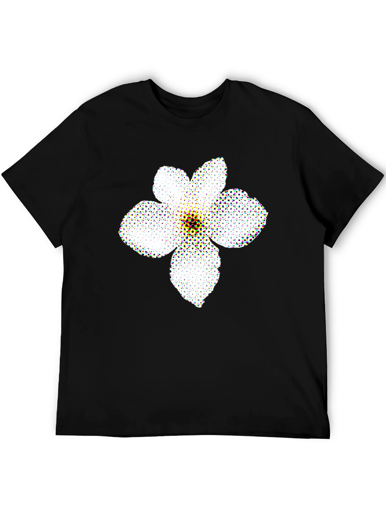 Black T-Shirt with Floral Pattern