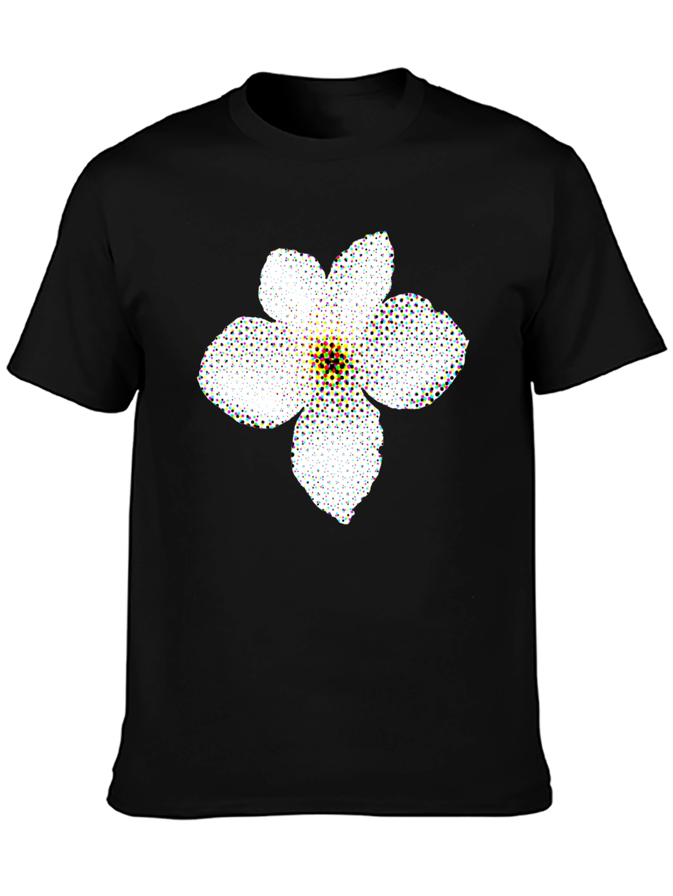 Black T-Shirt with Floral Pattern