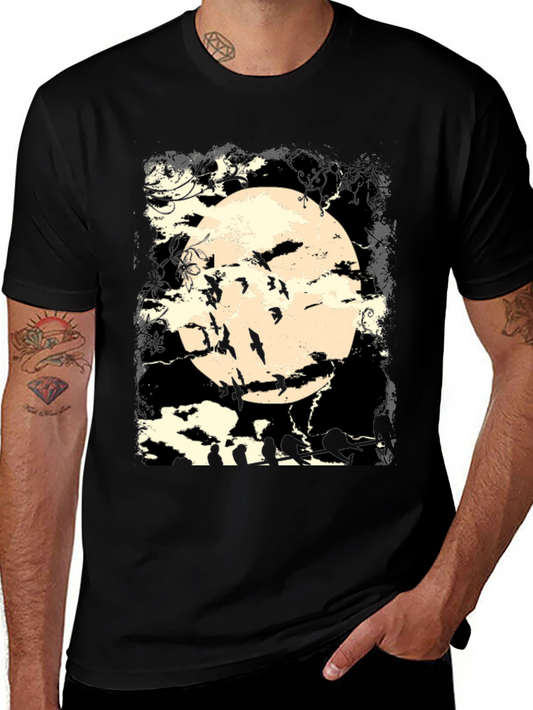Spooky Moon Bats Graphic T-Shirt