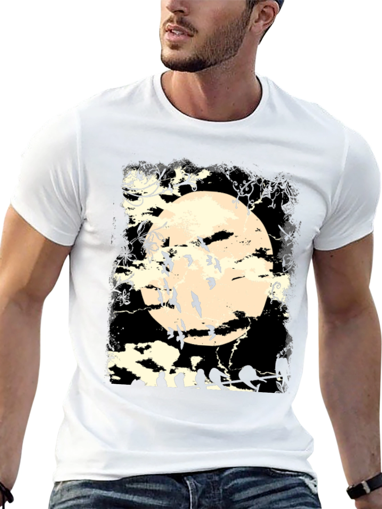 Spooky Moon Bats Graphic T-Shirt