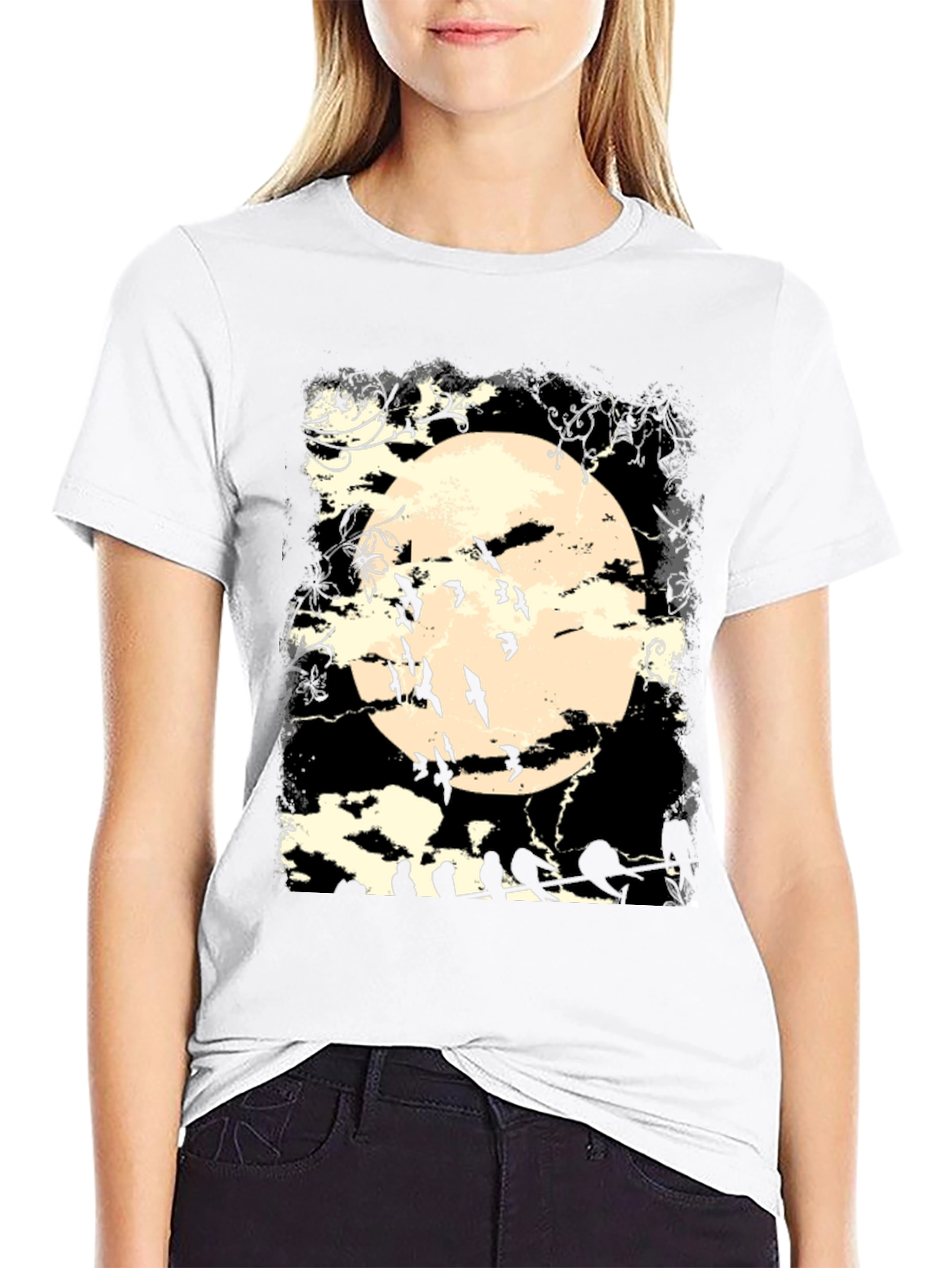 Spooky Moon Bats Graphic T-Shirt