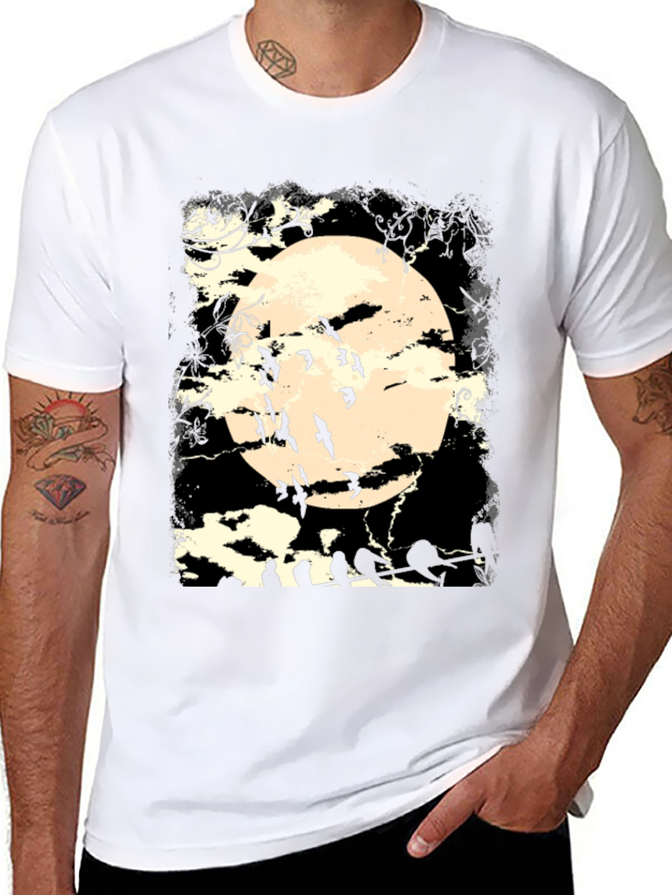 Spooky Moon Bats Graphic T-Shirt