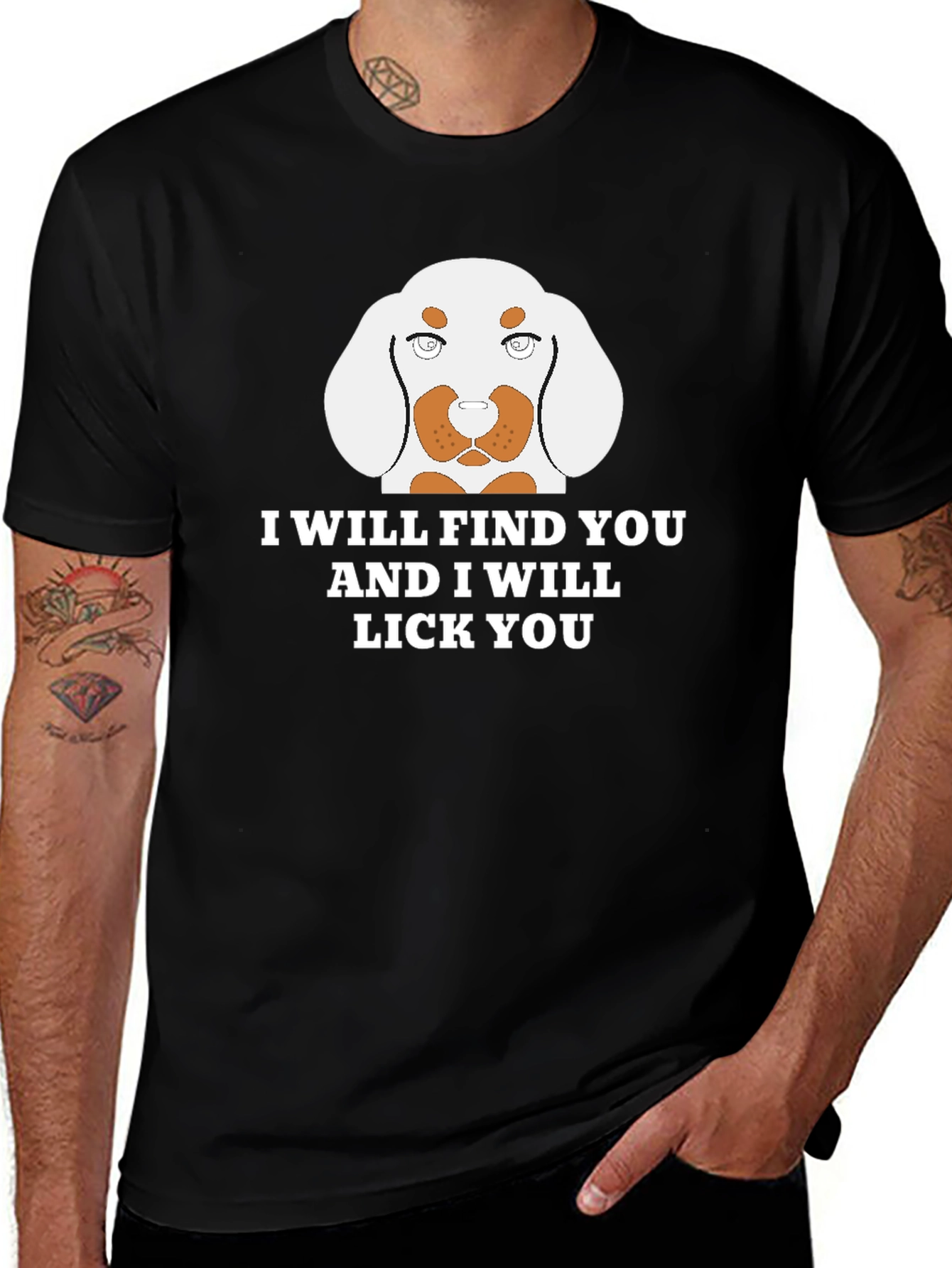 Funny Dog Lick You Graphic Mens T-Shirt
