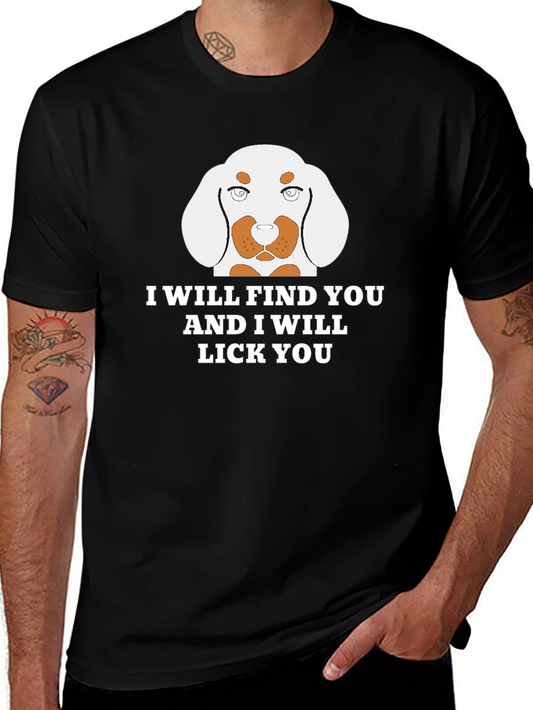 Funny Dog Lick You Graphic Mens T-Shirt