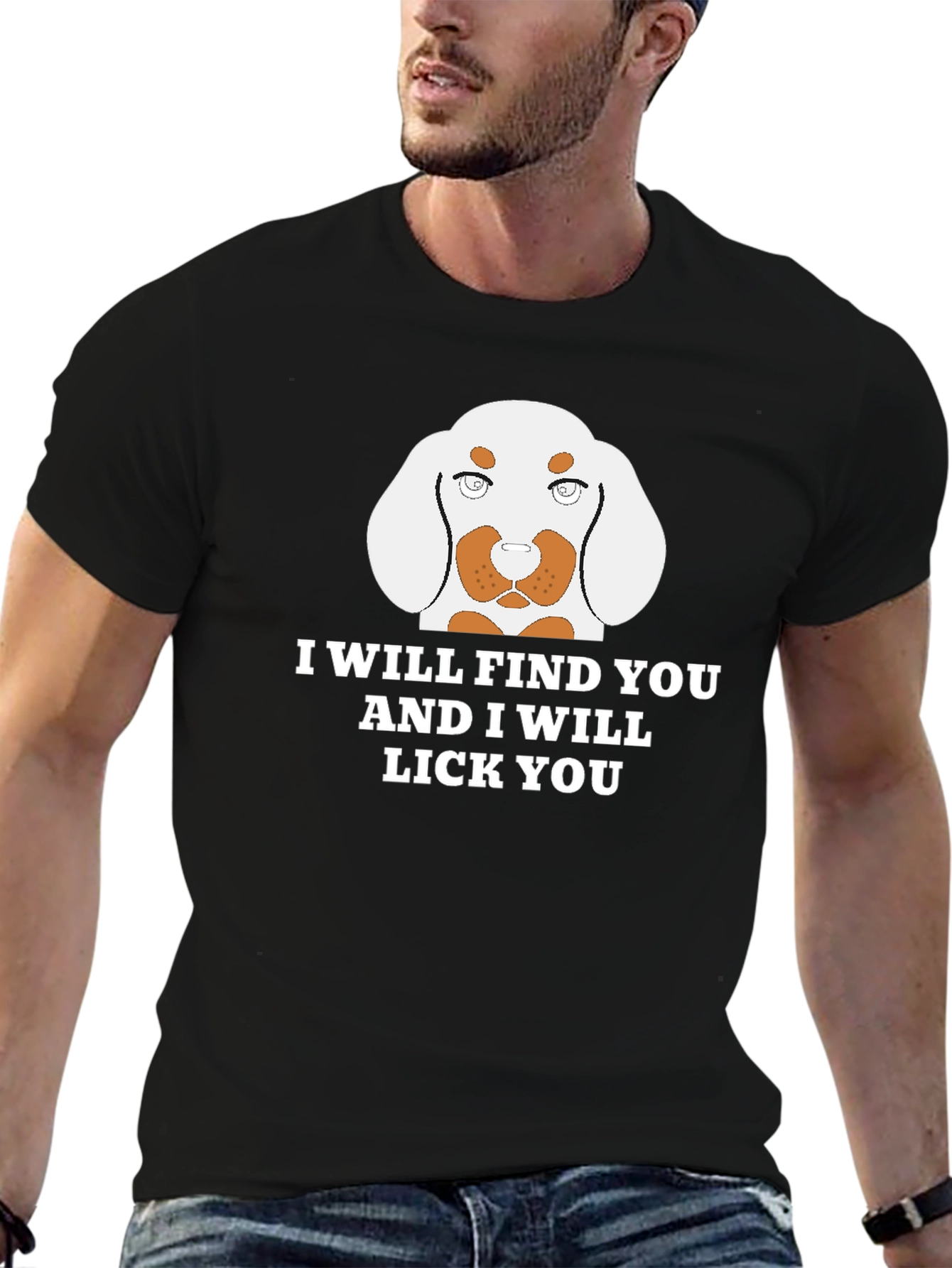 Funny Dog Lick You Graphic Mens T-Shirt