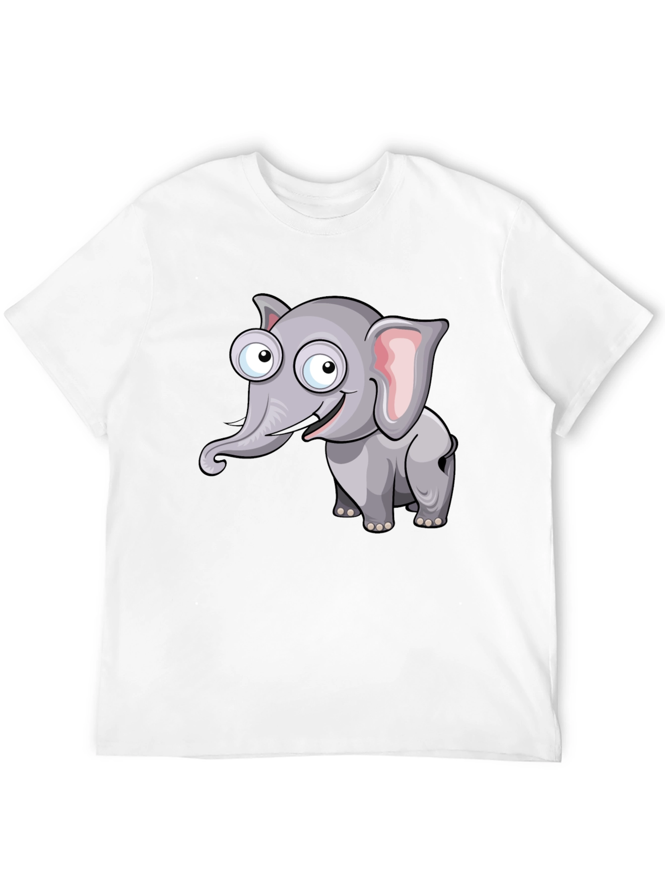 Cartoon Elephant Graphic Black T-Shirt