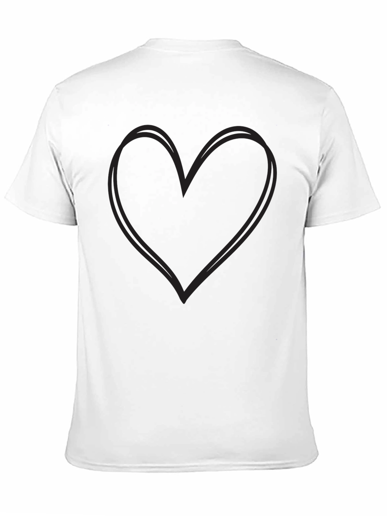 Simple Heart Outline Black T-Shirt