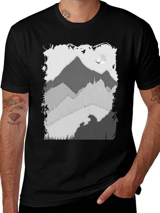 Mountain Scene Graphic T-Shirt - Black