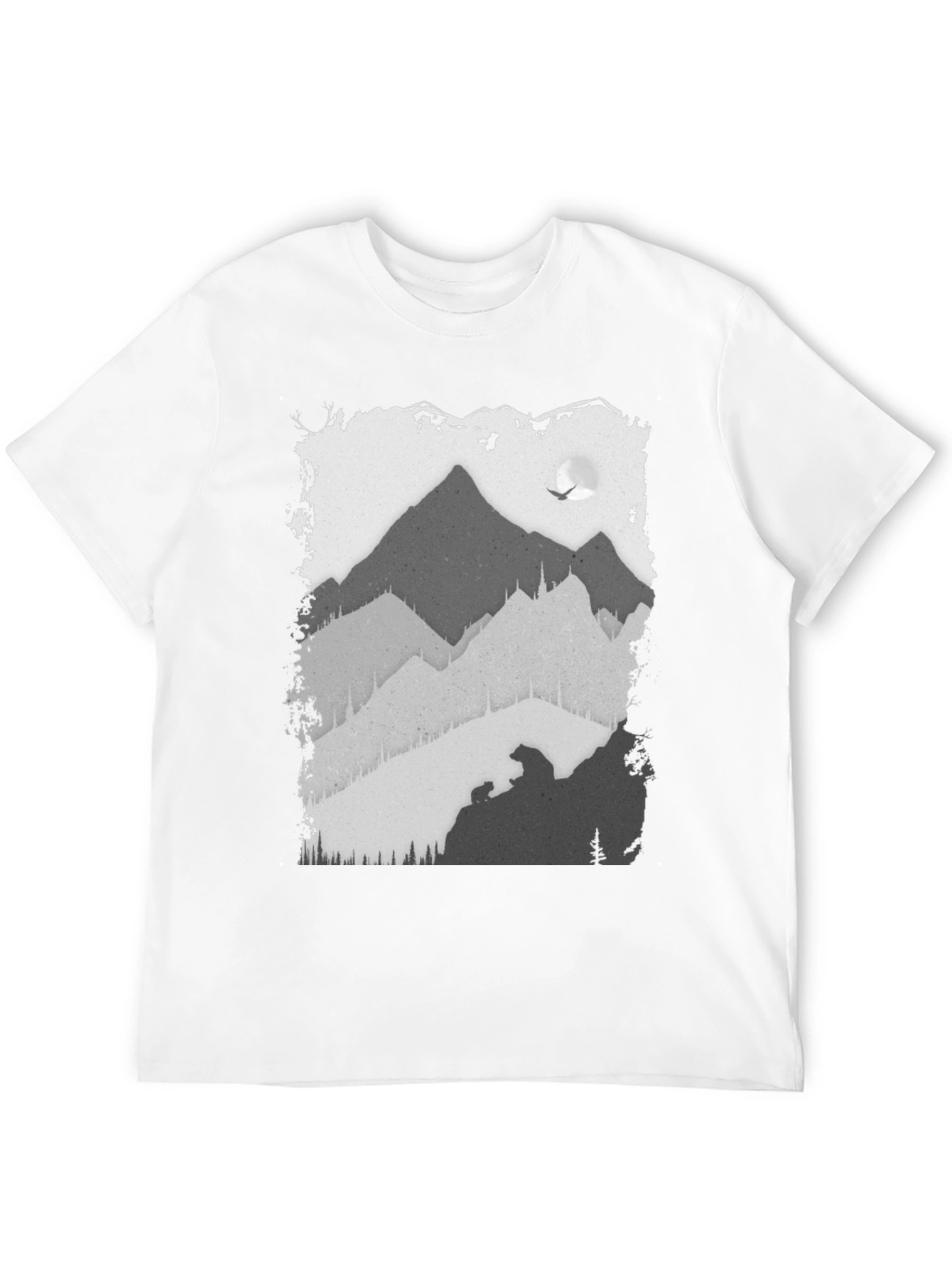 Mountain Scene Graphic T-Shirt - Black