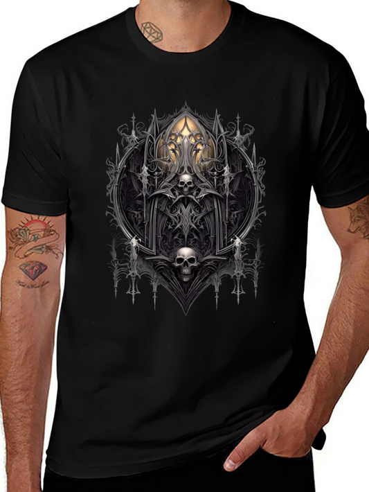 Gothic Skull Graphic Tee - Dark Fantasy Style