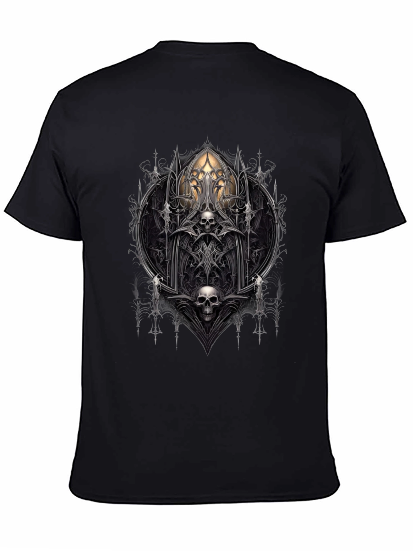 Gothic Skull Graphic Tee - Dark Fantasy Style