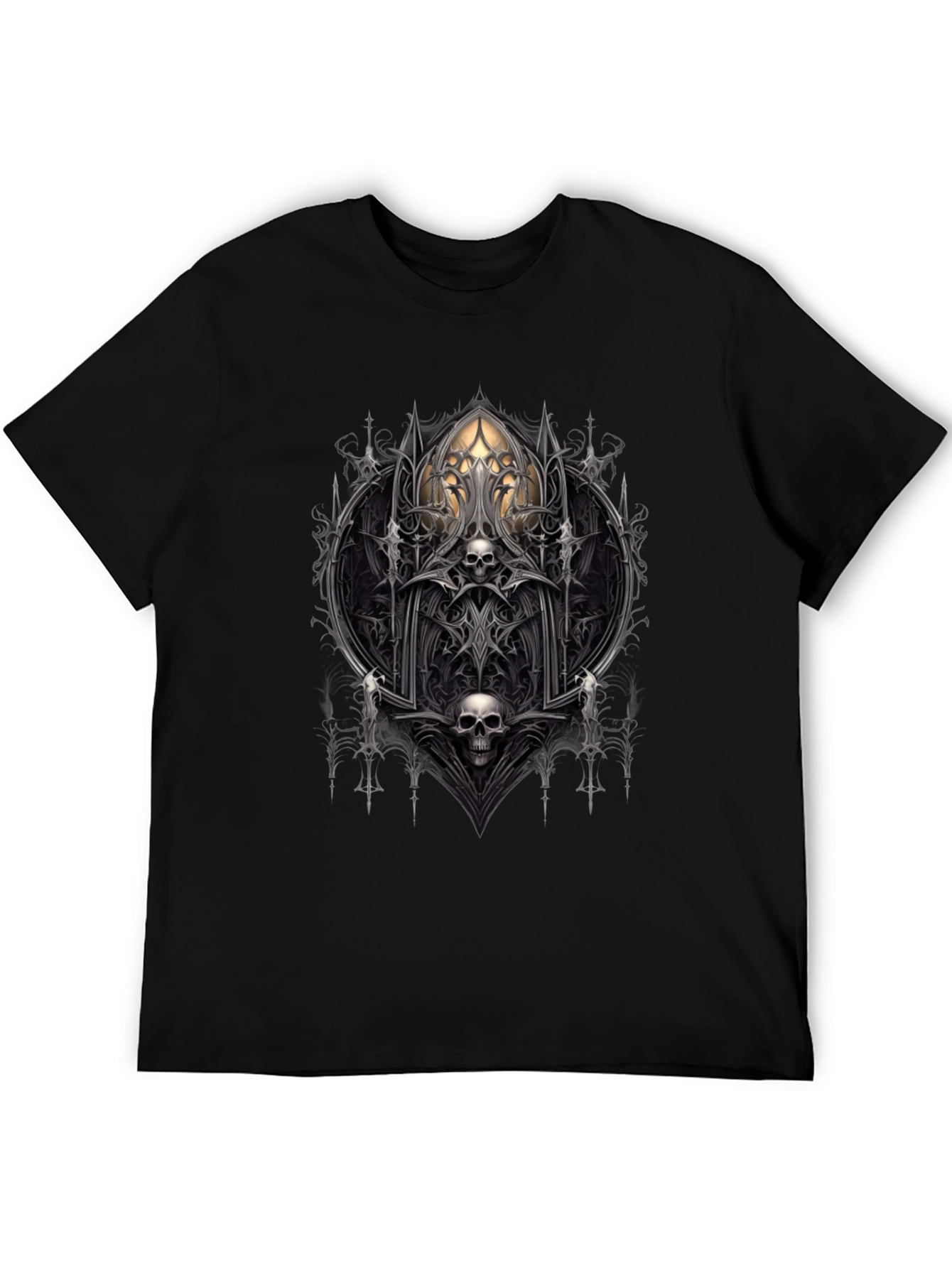 Gothic Skull Graphic Tee - Dark Fantasy Style