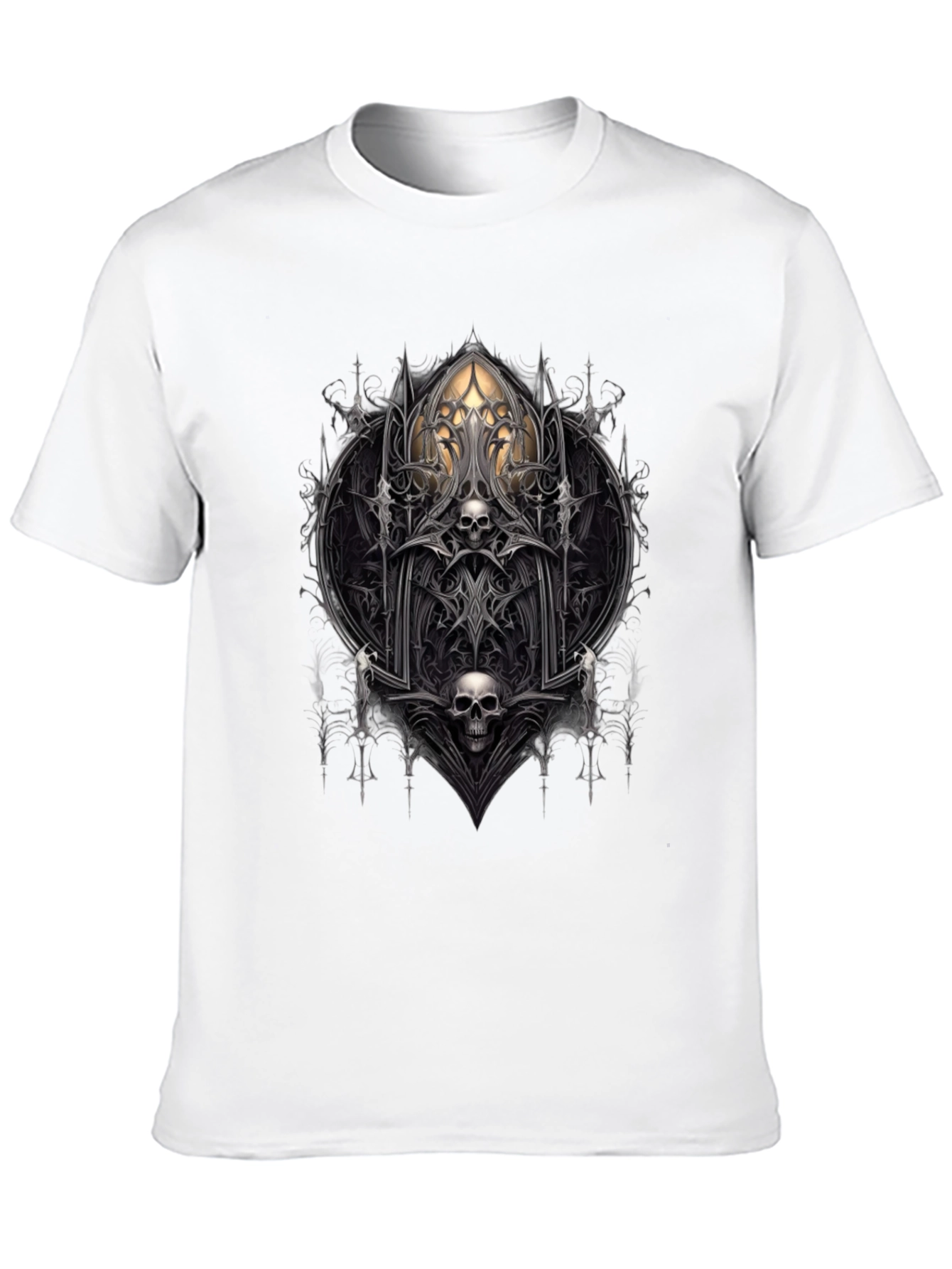 Gothic Skull Graphic Tee - Dark Fantasy Style