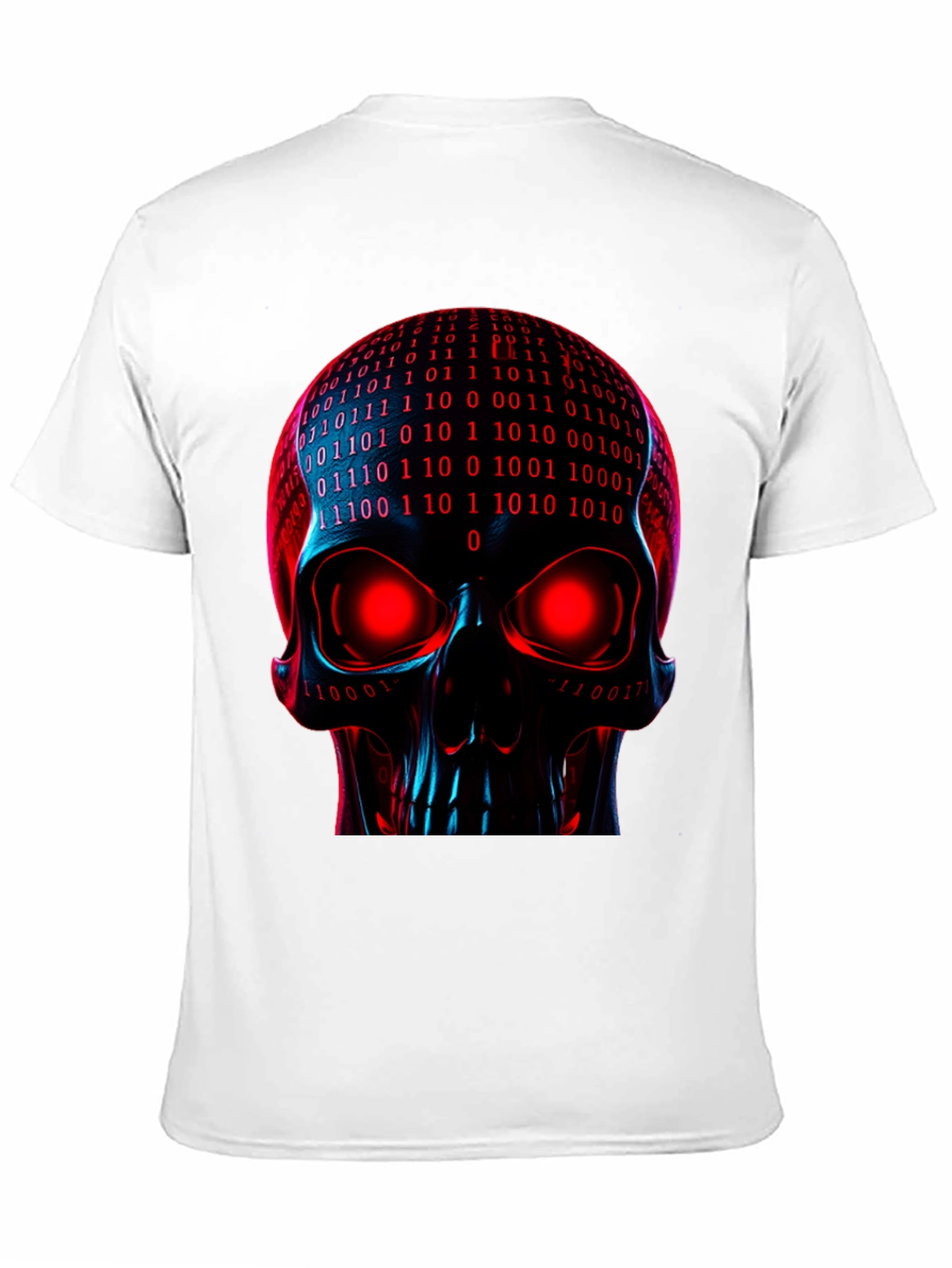 Cyber Skull Graphic Tee - Binary Code Skull