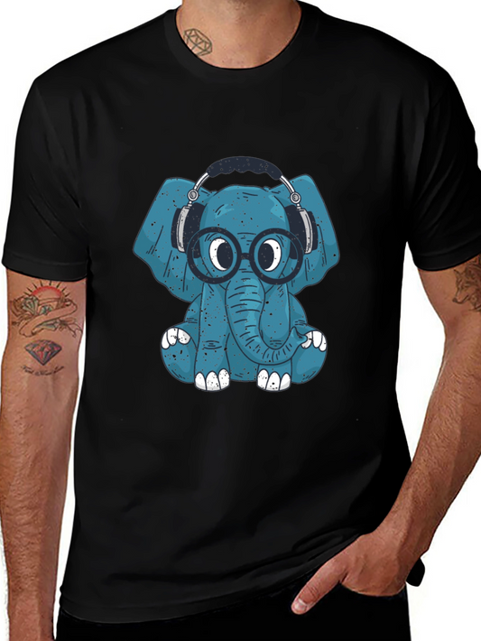 Blue Elephant Geek T-Shirt - Quirky Graphic Tee