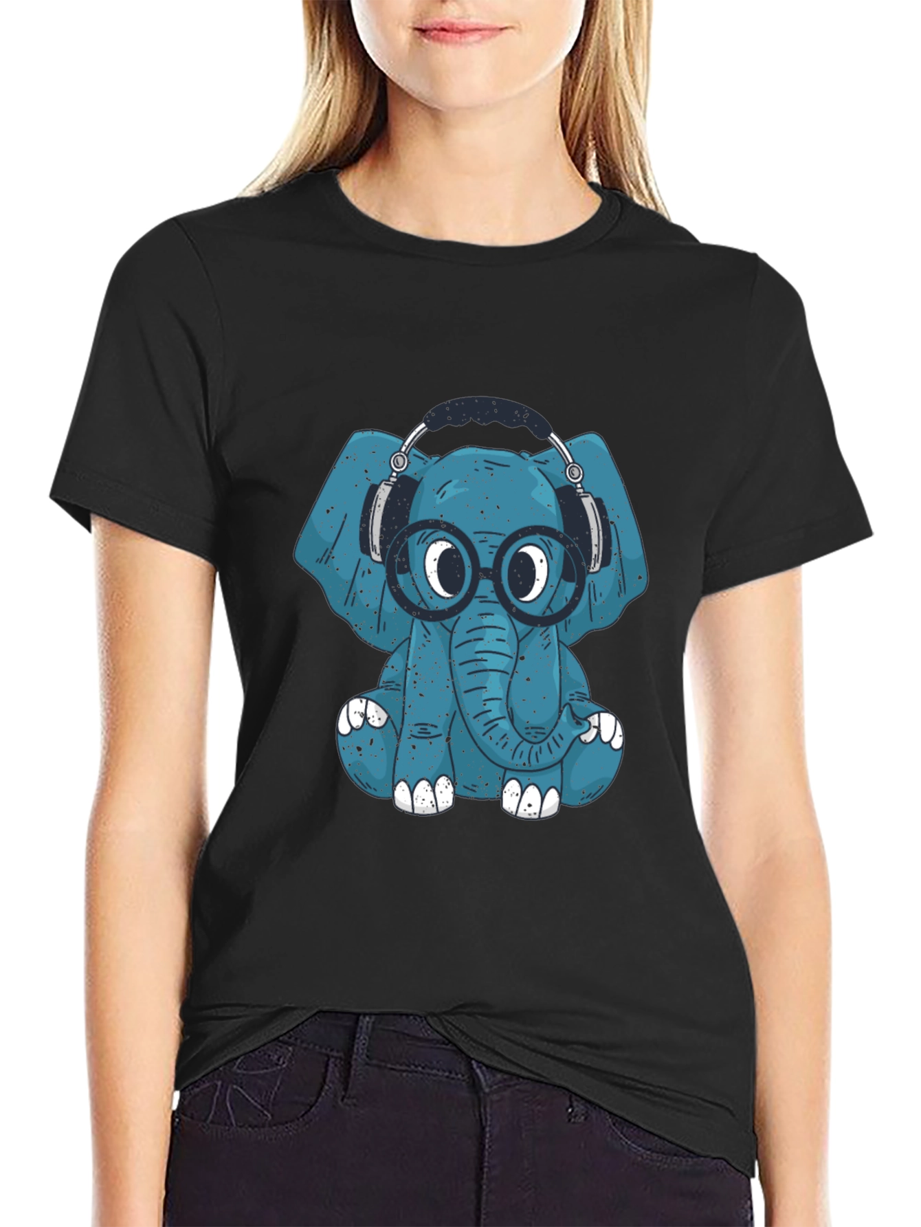 Blue Elephant Geek T-Shirt - Quirky Graphic Tee