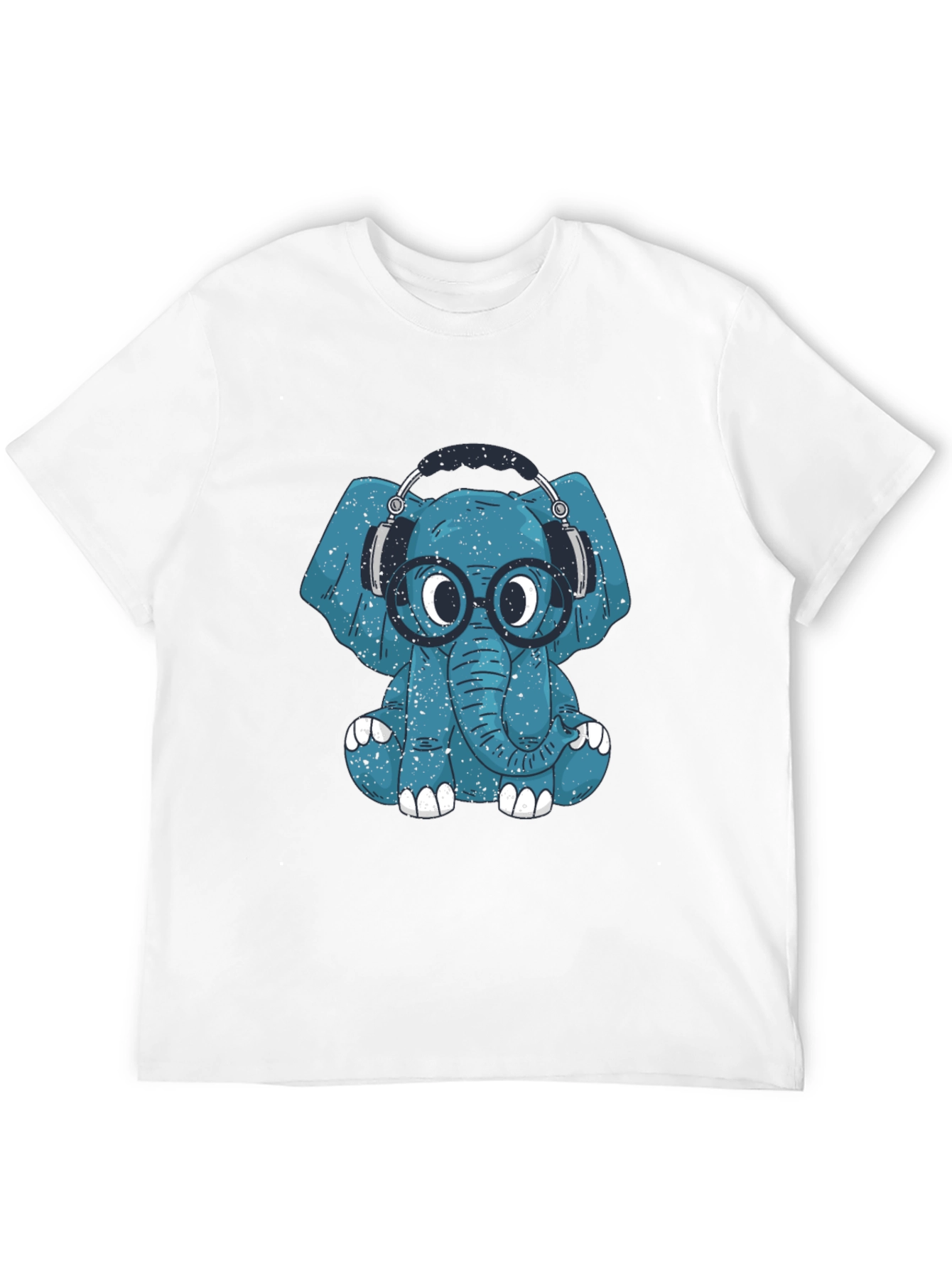 Blue Elephant Geek T-Shirt - Quirky Graphic Tee