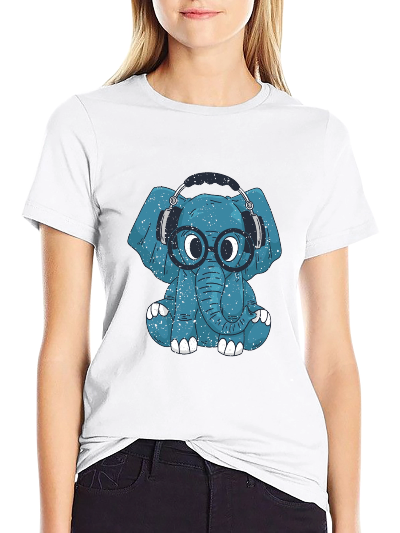 Blue Elephant Geek T-Shirt - Quirky Graphic Tee
