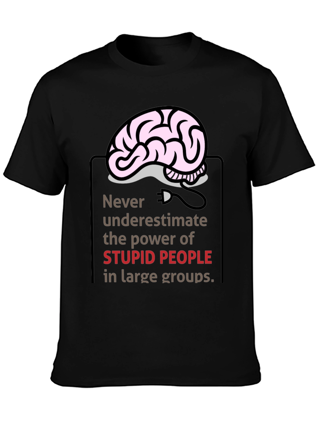 Funny Brain Power Graphic Tee - Stupid People Warning
