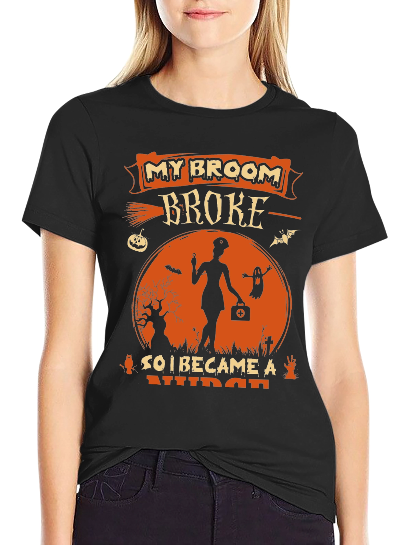 Halloween Nurse T-Shirt - My Broom Broke