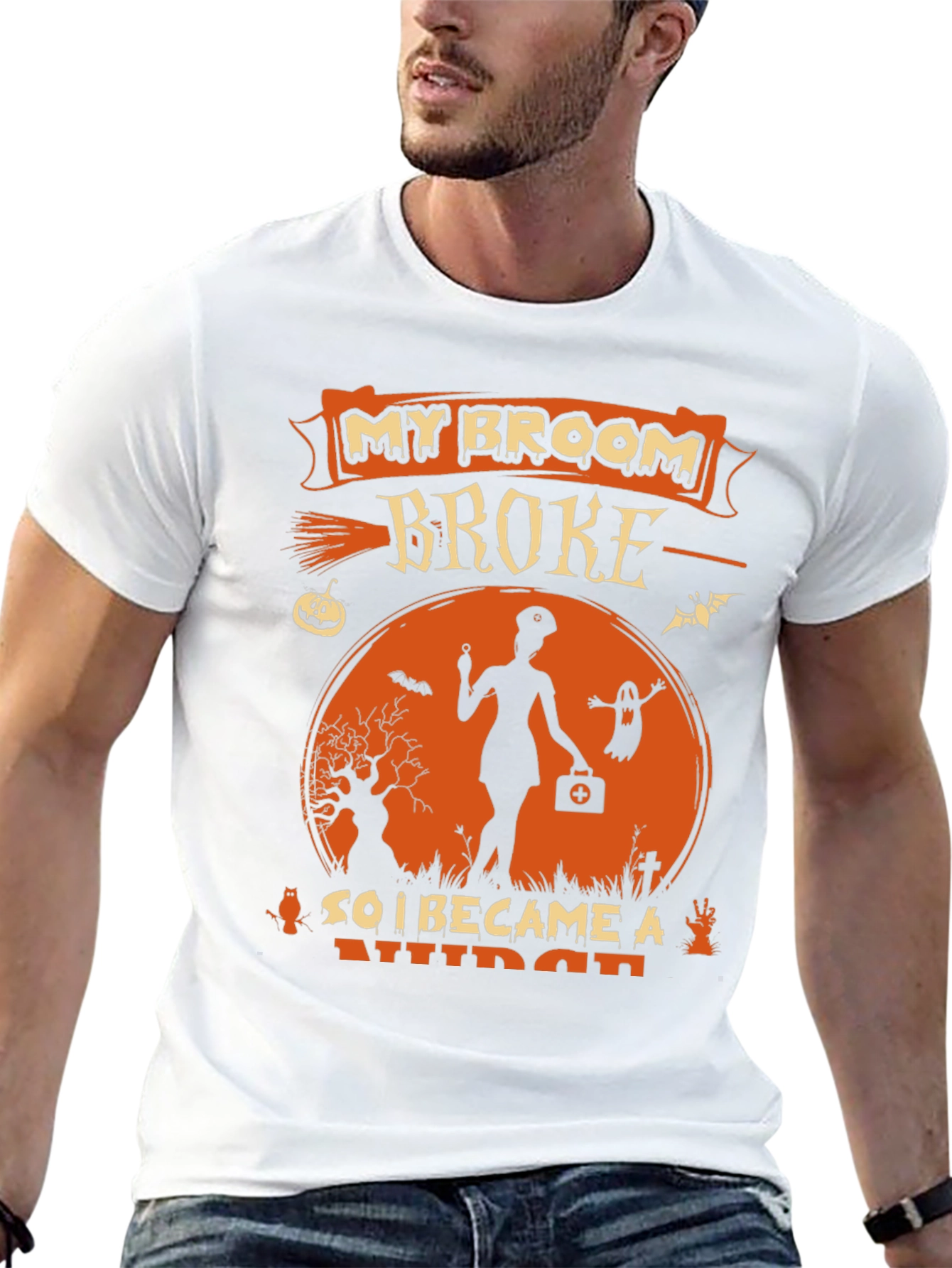 Halloween Nurse T-Shirt - My Broom Broke