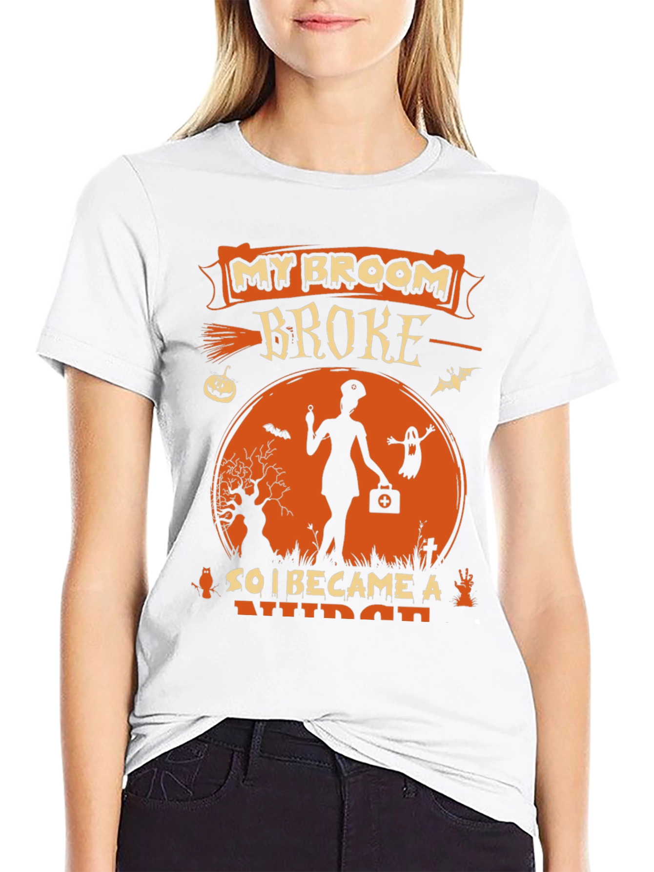 Halloween Nurse T-Shirt - My Broom Broke