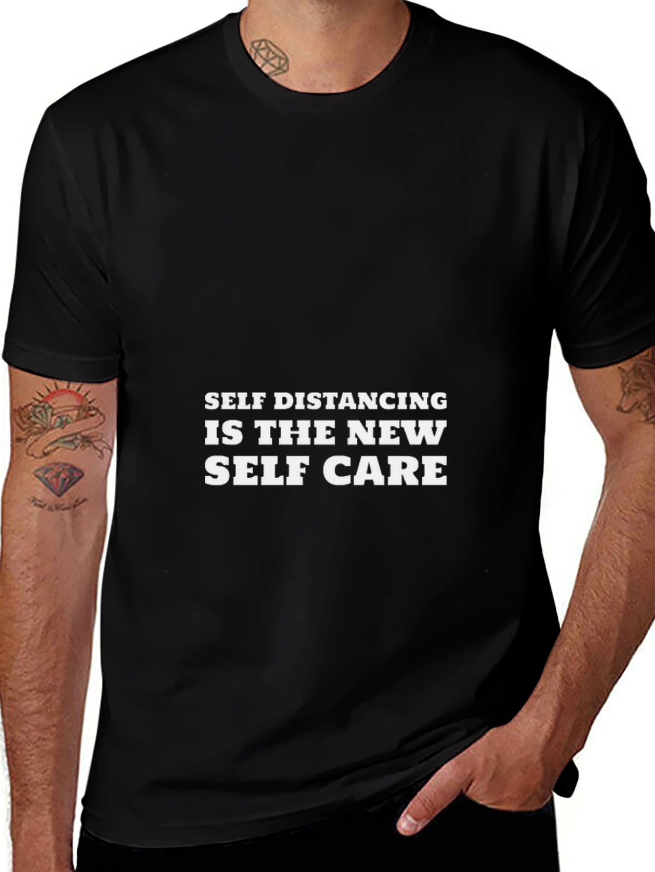 Self Distancing is The New Self Care Black T-Shirt