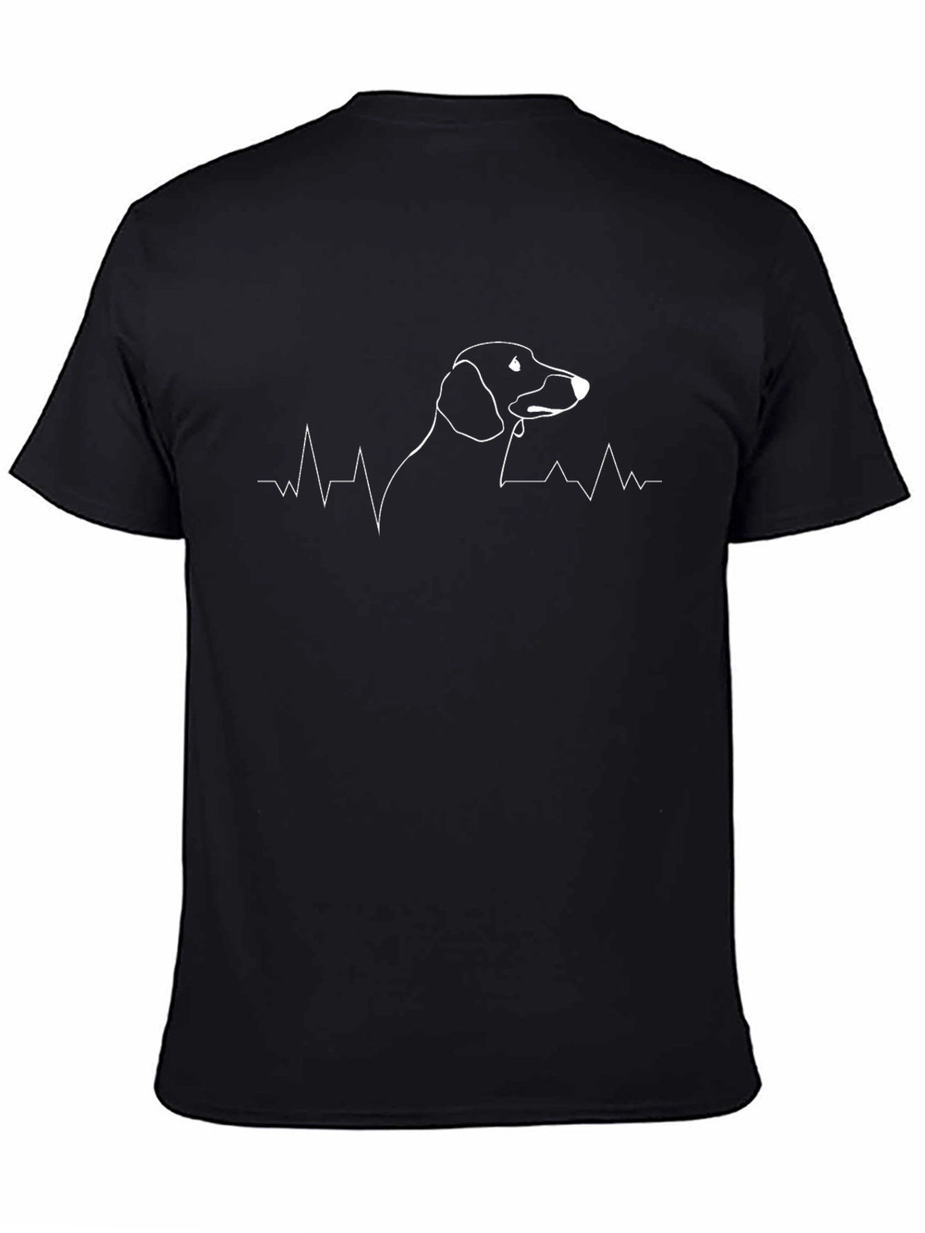 Dachshund Heartbeat Graphic Tee - Black Cotton T-Shirt