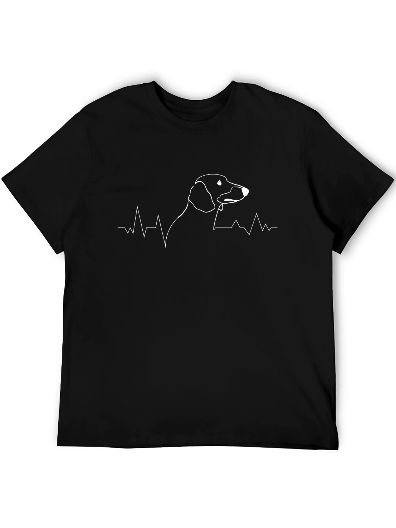 Dachshund Heartbeat Graphic Tee - Black Cotton T-Shirt